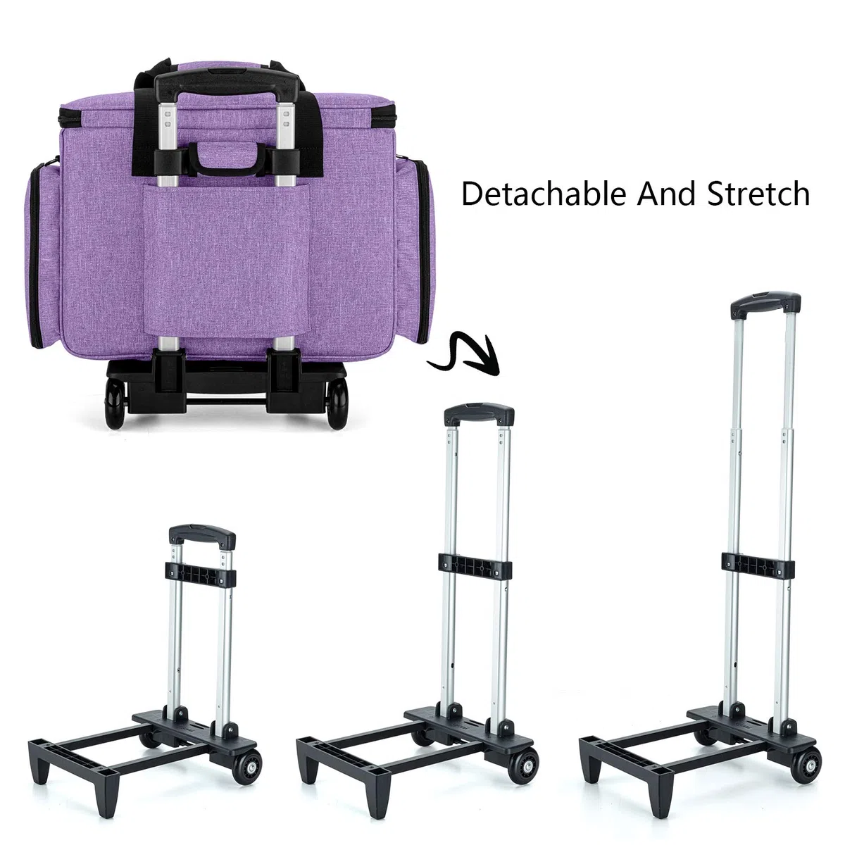 Luxja Bolsa para Máquina de Coser con Trolley desmontable, Bolsa para Máquina de Coser (Apto para la Mayoría de Las Máquinas de Coser), Morado