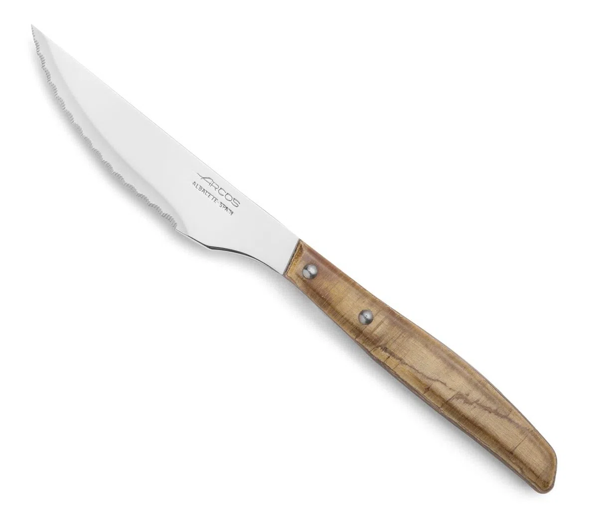 Arcos Juego Cuchillos carne 12 piezas Acero Inoxidable y Hoja - mm. Paquete Cuchillo bolsillo con filo perla cortar y filetear carne. Mango ergonómico polioximetileno POM. Serie Mesa. Color marrón.