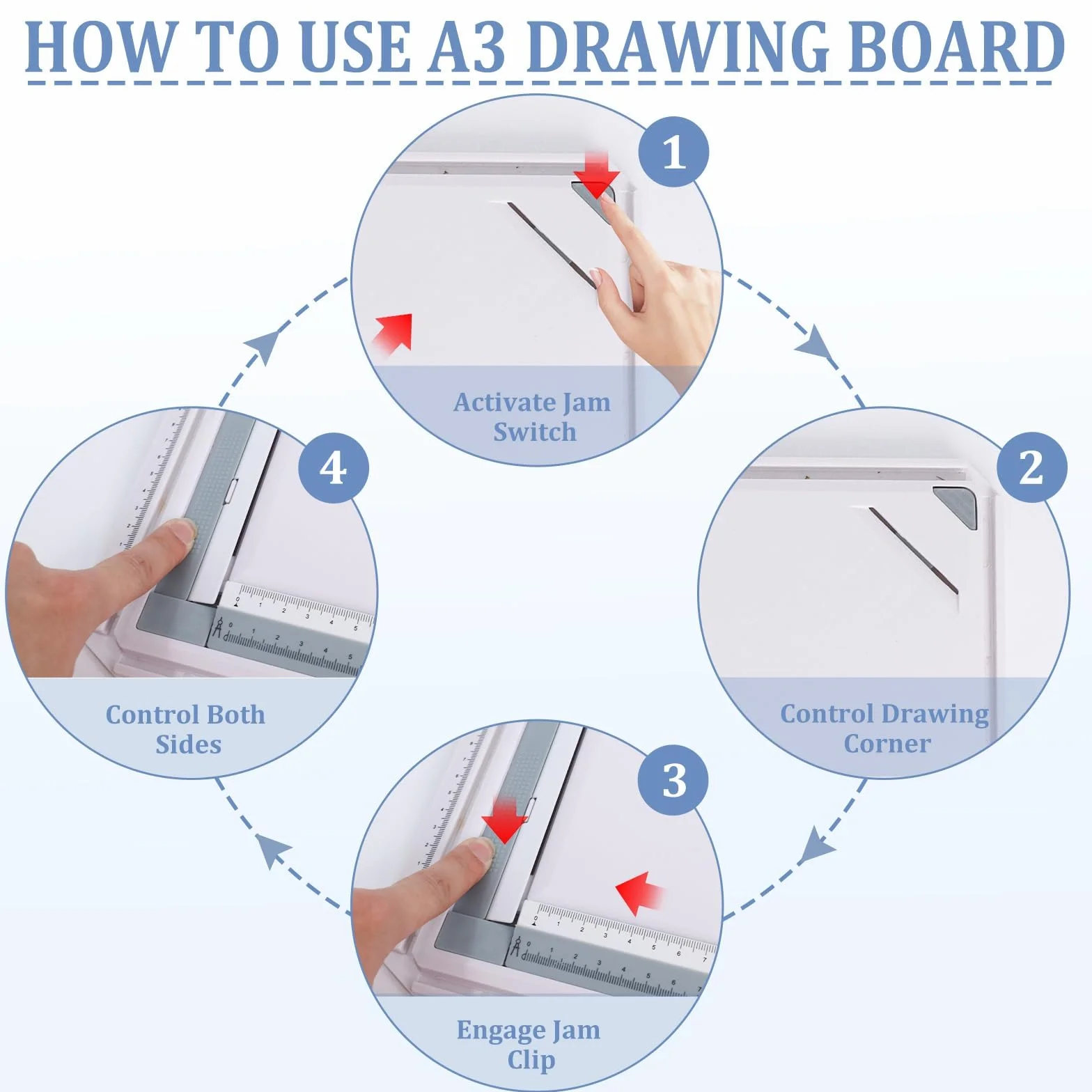 Tablero de Dibujo 51x37cm con Bolsa de Transporte, Tablero de Dibujo DIN A3, Dibujo Técnico Multifuncional con Movimiento Paralelo y Ángulo Ajustable, Accesorios para Arquitectos Ingenieros Profesores