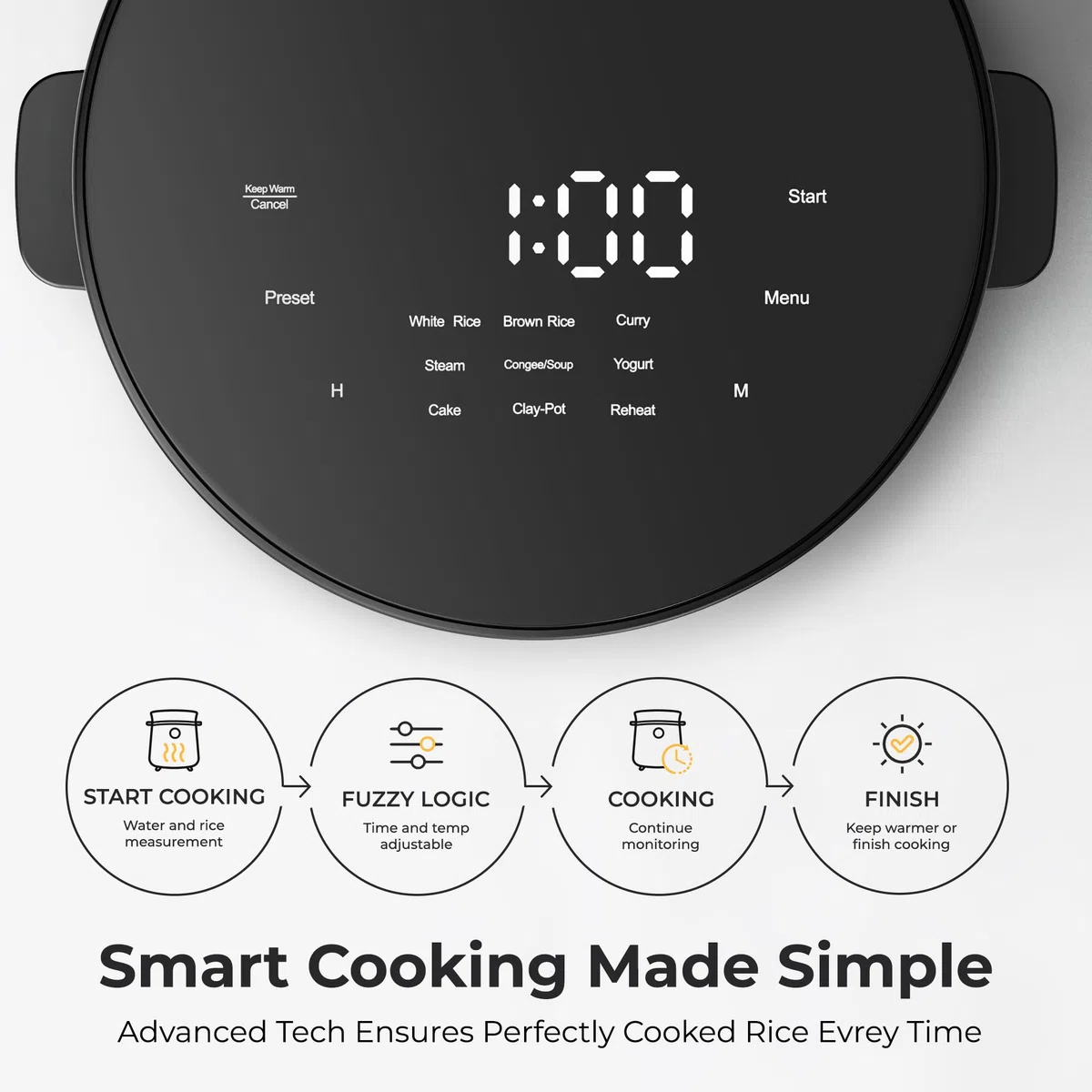 TOKIT Mini Olla Arrocera De 1,5l Para 1-2 Personas - 9 Funciones, Temporizador De 24h, Material Interior Cerámico Antiadherente, Ideal Para El Hogar, Dormitorios Y Exteriores (S)