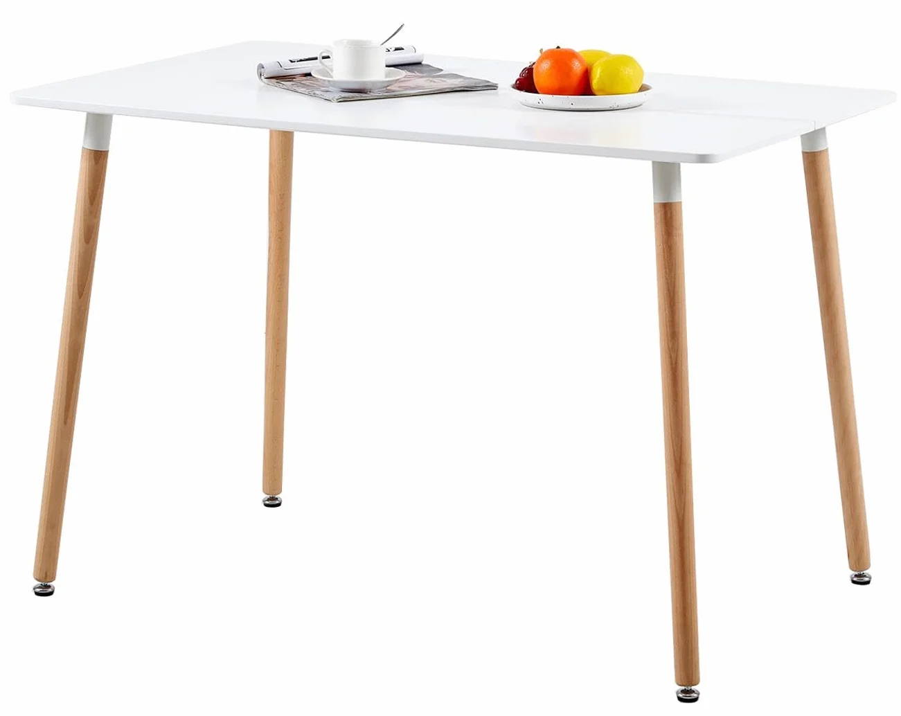 H.J WeDoo Mesa de Comedor Rectangular de Madera de Diseño Escandinavo para 4 a 6 Personas Blanca 110 x 70 x74 cm (Sólo Mesa)