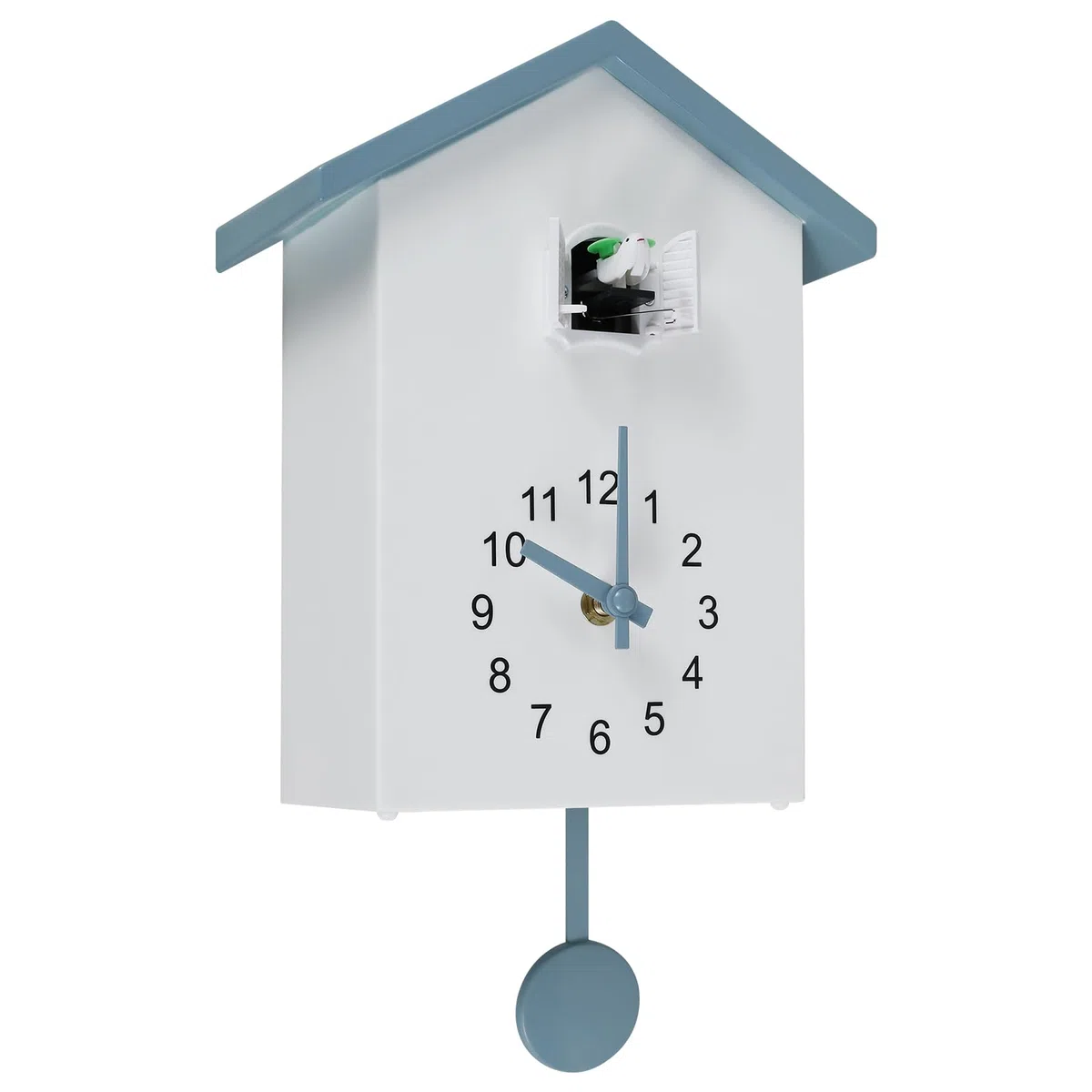 Reloj de pared con péndulo de cuco, reloj de cuco, reloj de pared con cuco, moderno, práctico alimentado por batería, decoración para dormitorio, oficina, escuela, regalo (gris)