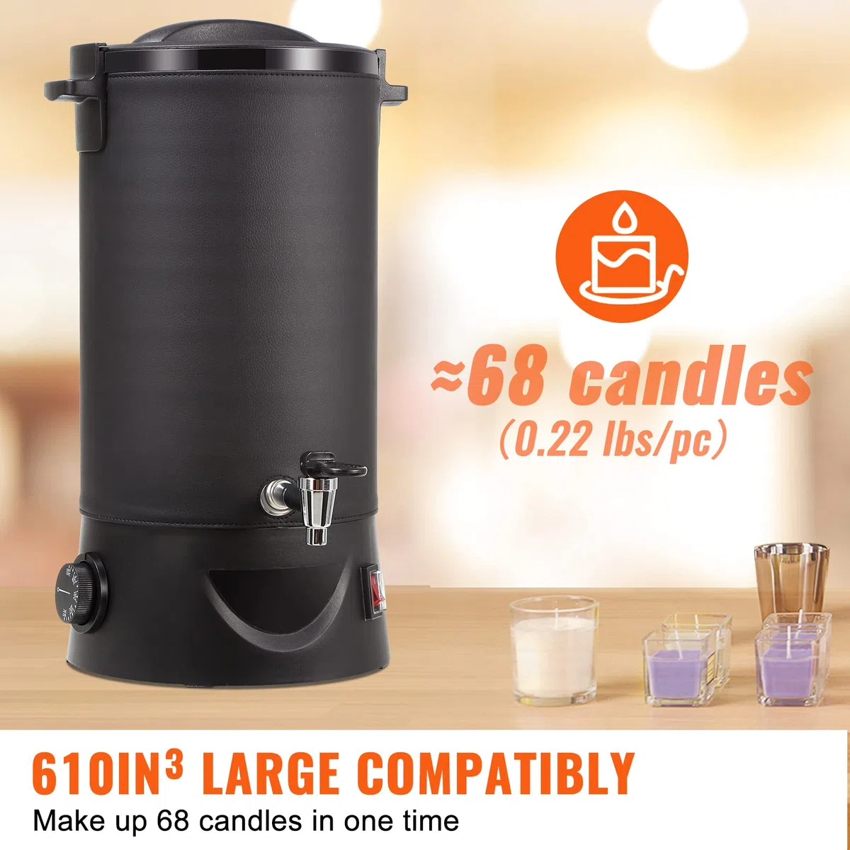 VEVOR Derretidor de cera para hacer velas, olla de fusión eléctrica extra grande de 10 litros con boquilla fácil de verter y control de temperatura de 9 niveles, fácil de limpiar para velas, jabón