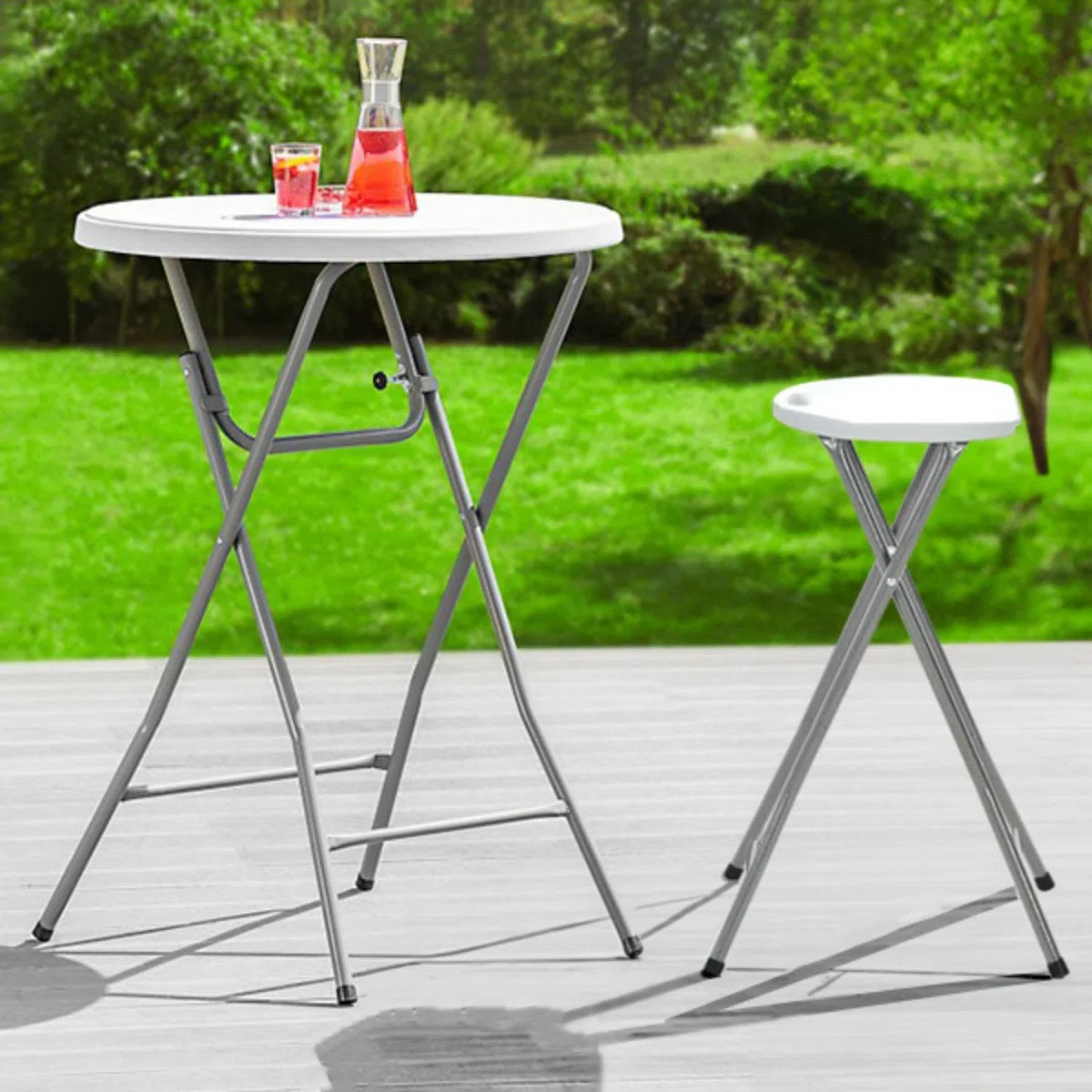 THINIA HOME Pack 2 Taburetes Plegables Alto Blanco 30x76cm