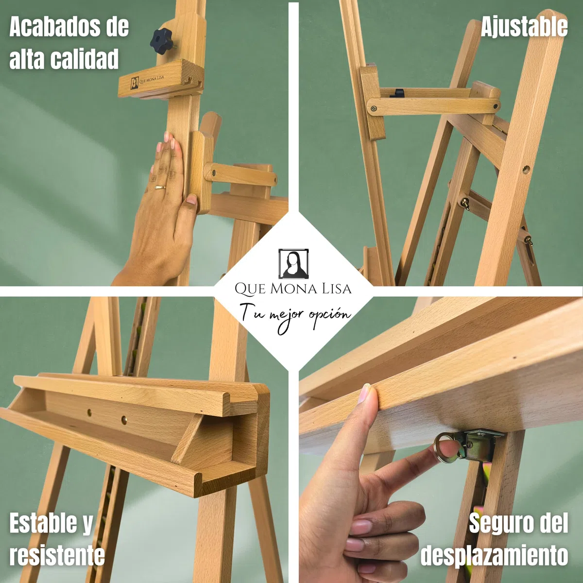 Caballete pintura profesional VERMEER Soporta lienzos grandes hasta 125 cm, Altura Ajustable desde 173-241 cm. Caballete Madera de Haya Fácil de Montar para Adultos, Artistas