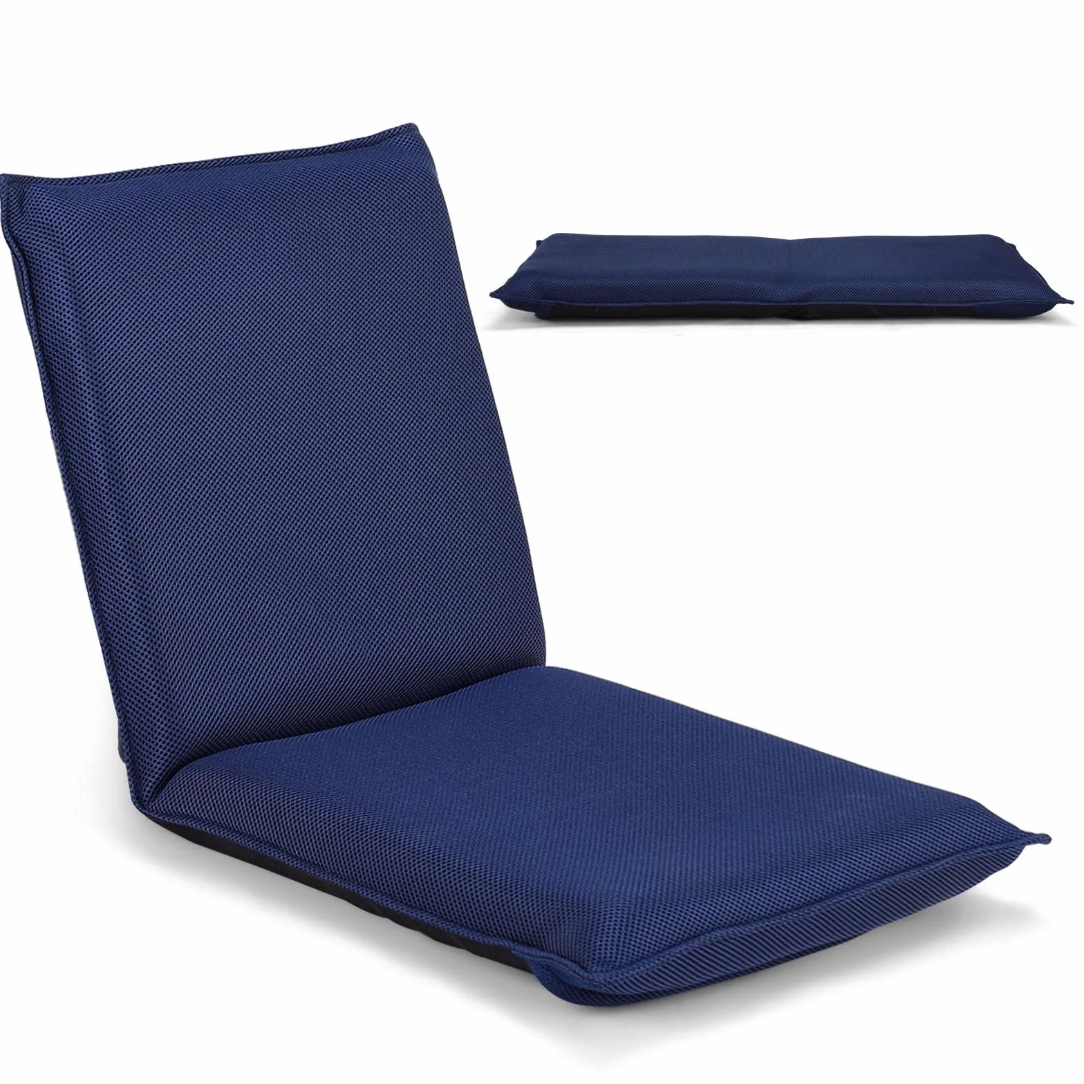 LIFEZEAL Silla de Suelo Plegable, sillón Lectura con Respaldo Ajustable de 6 Posiciones, Silla de Piso con Superficie de Malla, para Leer, meditación, Yoga (Azul)