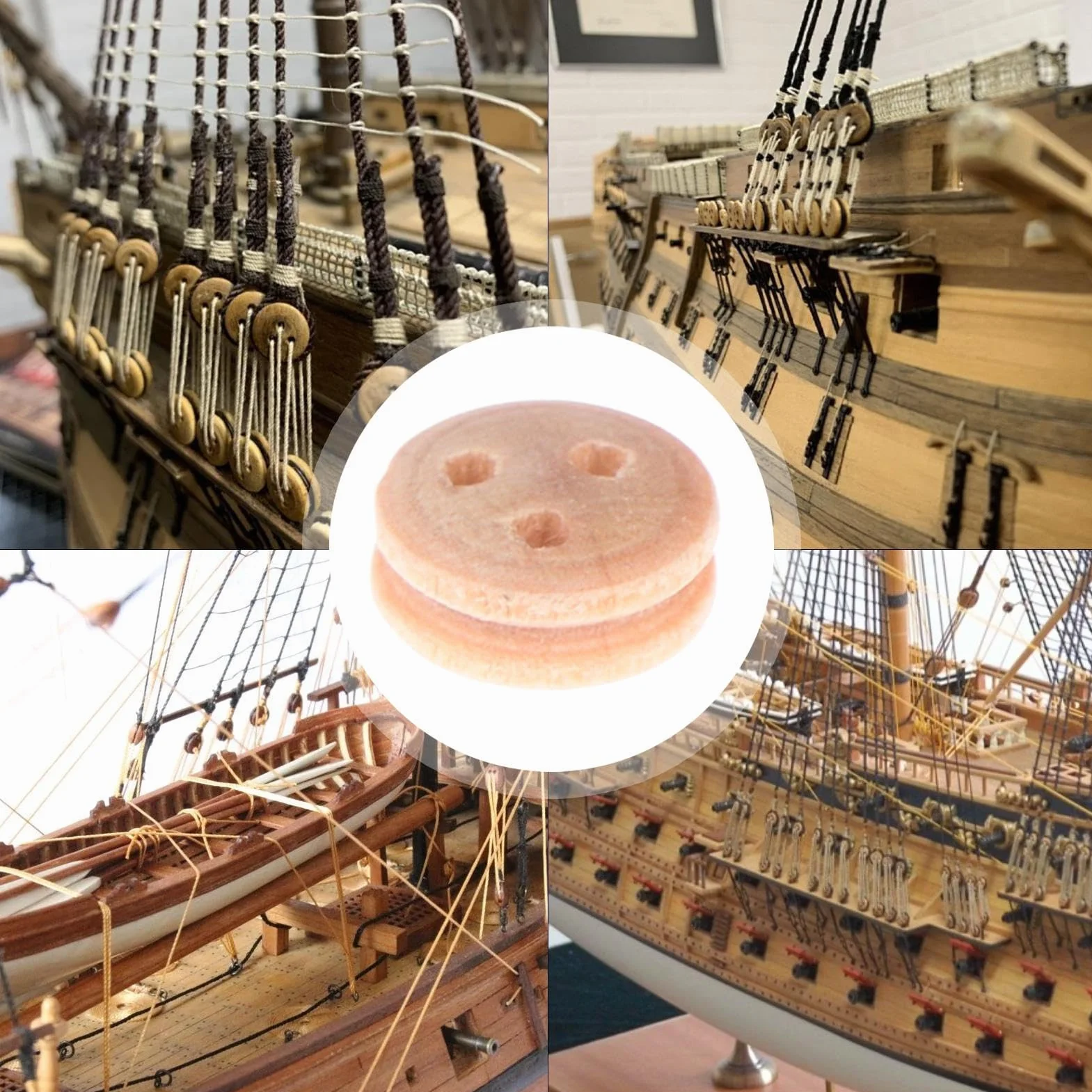 Juego de 20 poleas de madera reutilizables, para construcción de barcos clásicos, piezas de vela, náuticas robustas, juguetes educativos para construir para niños, estudiantes, rafia