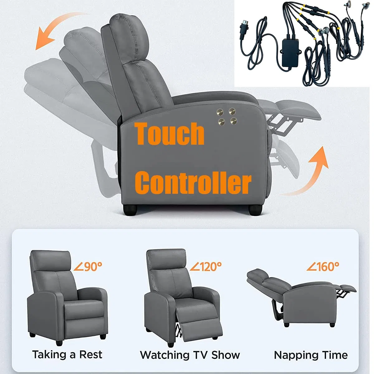 Controlador táctil de Motor reclinable eléctrico para Silla elevadora, sillón reclinable eléctrico, sofá eléctrico para Limoss-Okin-Kaidi (4 Touch) 5 Pines