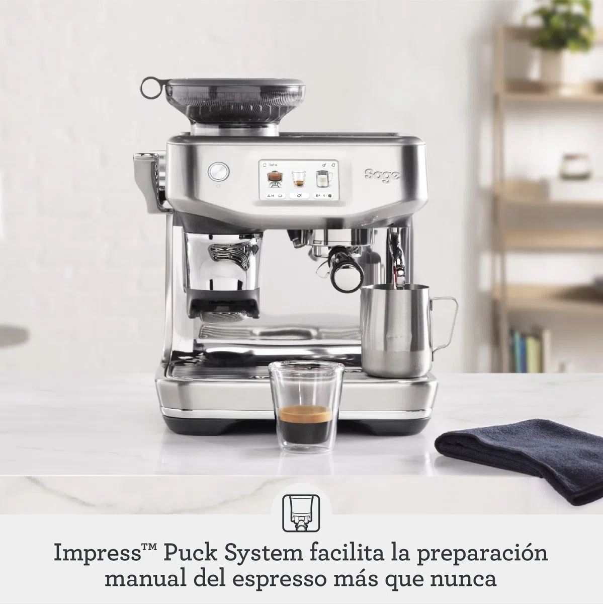 Sage - The Barista Touch Impress - Cafetera Express con Molinillo Integrado y Espumador de Leche Automático - Dosificación Inteligente y Cold Brew para Café en Grano - Trufa Negra