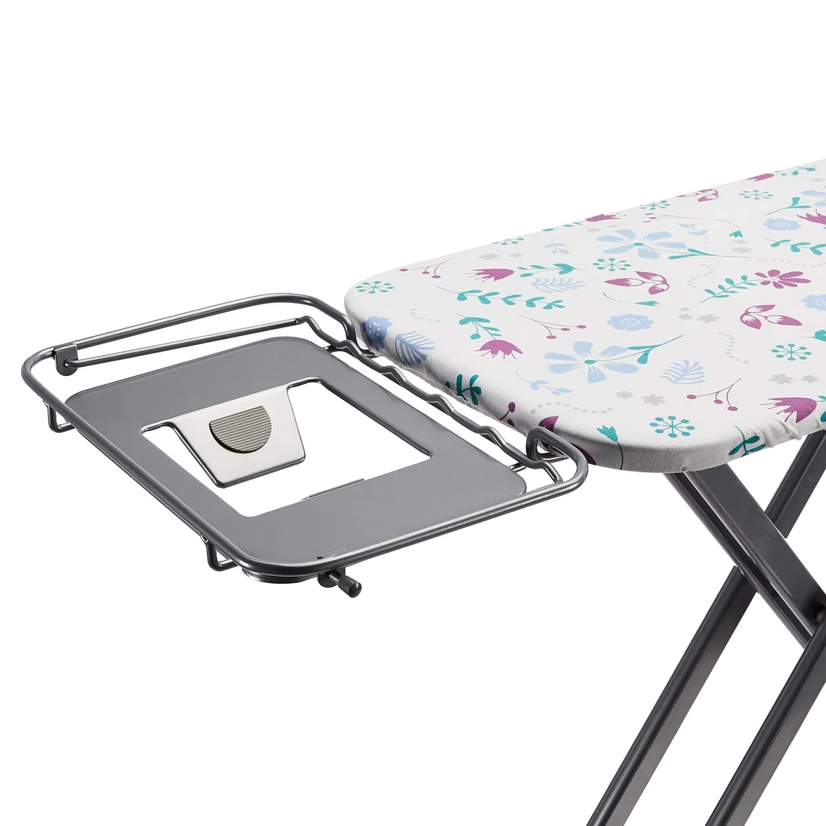 Amazon Basics tabla de planchar con compartimento de almacenamiento y soporte para plancha en forma de H, grande, 122 x 38 cm, gris, Geométrico