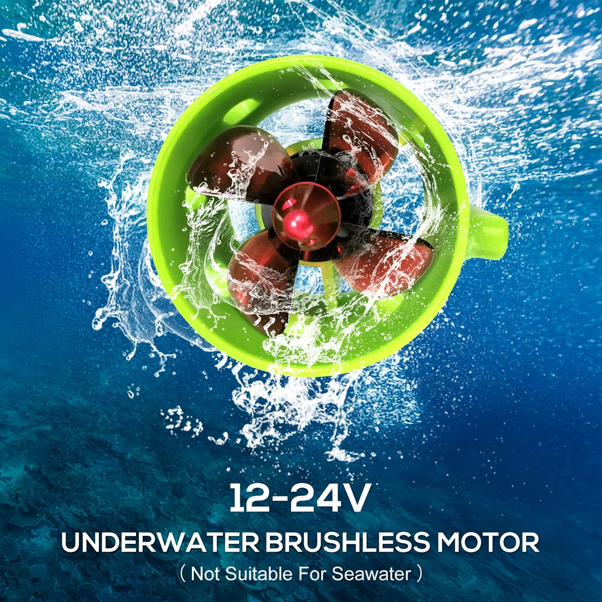 Motor subacuático RC 1000 KV sin escobillas, motor RC impermeable en sentido horario con hélices de 4 hojas, 12-24 V, resistente al agua, motor eléctrico de accionamiento para barco de cebo RC