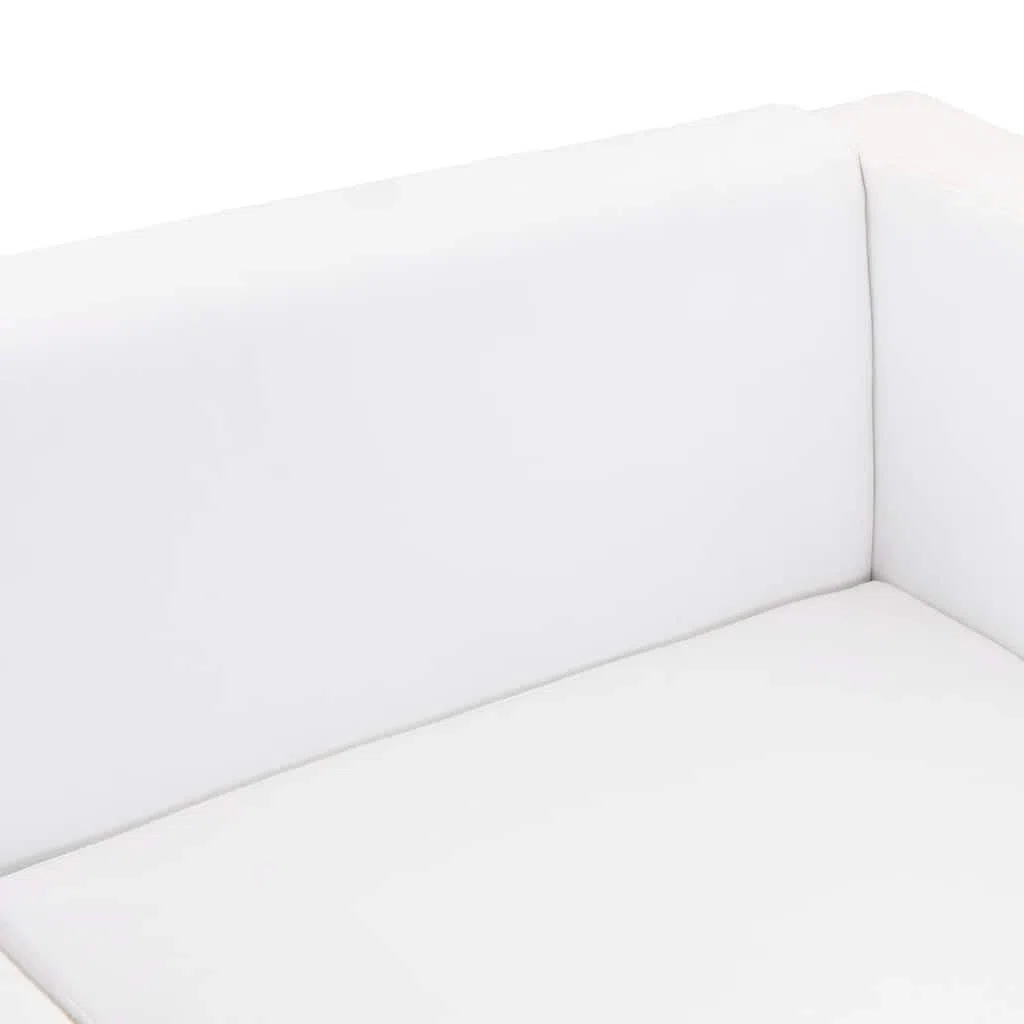 vidaXL Sofá Blanco de Cuero Artificial, 3 plazas Bricolaje Muebles casa Asiento