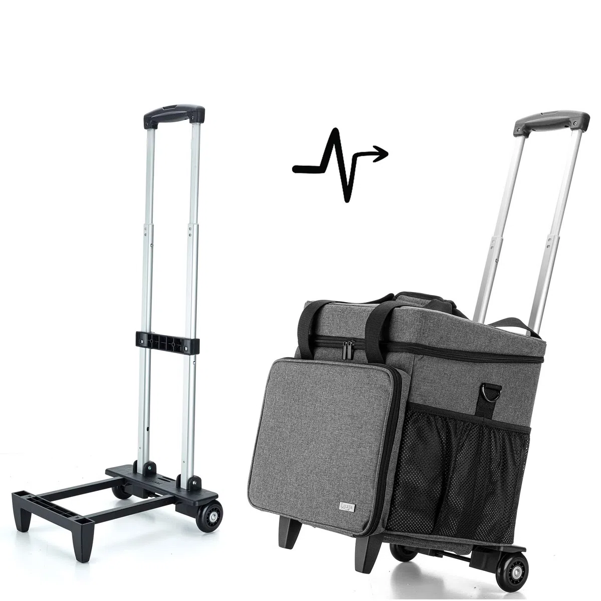 Luxja Bolsa para Remalladora con Trolley Desmontable, Maleta para Overlock, Bolsa Trasporte para Maquina Overlock y Accesorios, Gris