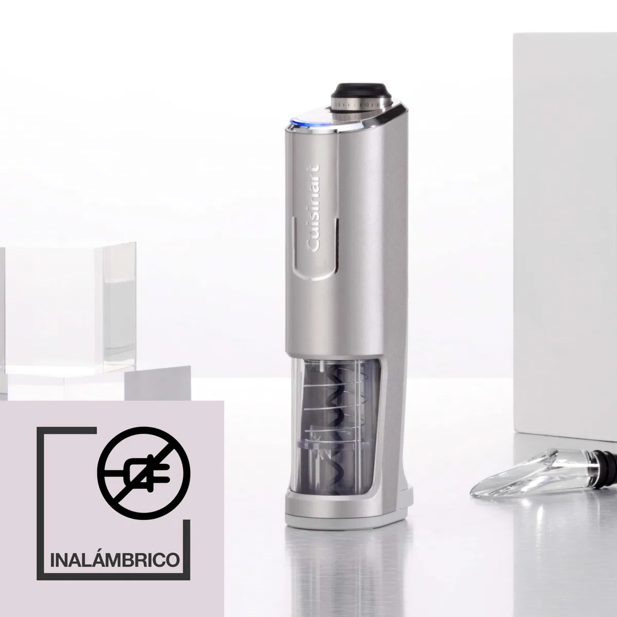 Cuisinart Abridor de Vino Inalámbrico con Sellador de Vacío | Abridor de botellas con tapón de corcho | hasta 50 botellas | Cortador de papel de aluminio integrado | Regalo para amantes del vino