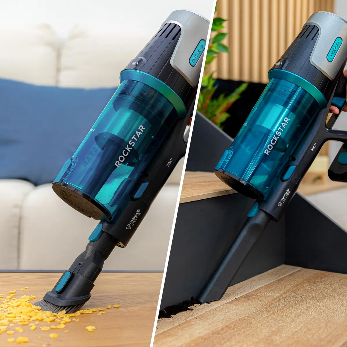 Cecotec Aspiradora Escoba Sin Cable Conga Rockstar 1500 Horizon X-Treme XL. 215W Potencia Total, Autonomía 60min, Cepillo Mixto, 2 Modos de Succión, Parallel Cyclone System, Depósito 600ml