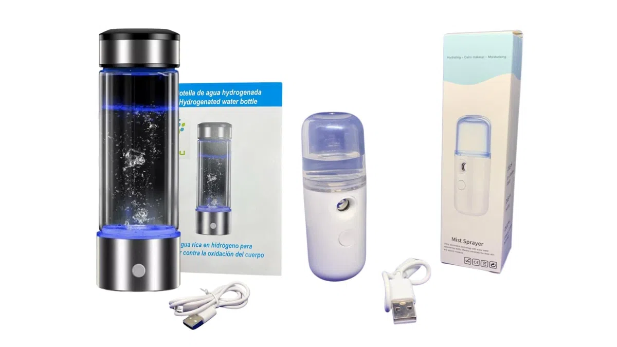 PACK Botella de Agua Hidrogenada + Vaporizador Facial, Generador Portátil de Agua Hidrogenada de 450 ml, Agua de Hidrógeno en Minutos, Botella Hidrogenadora para el Trabajo, Deporte, Regalos
