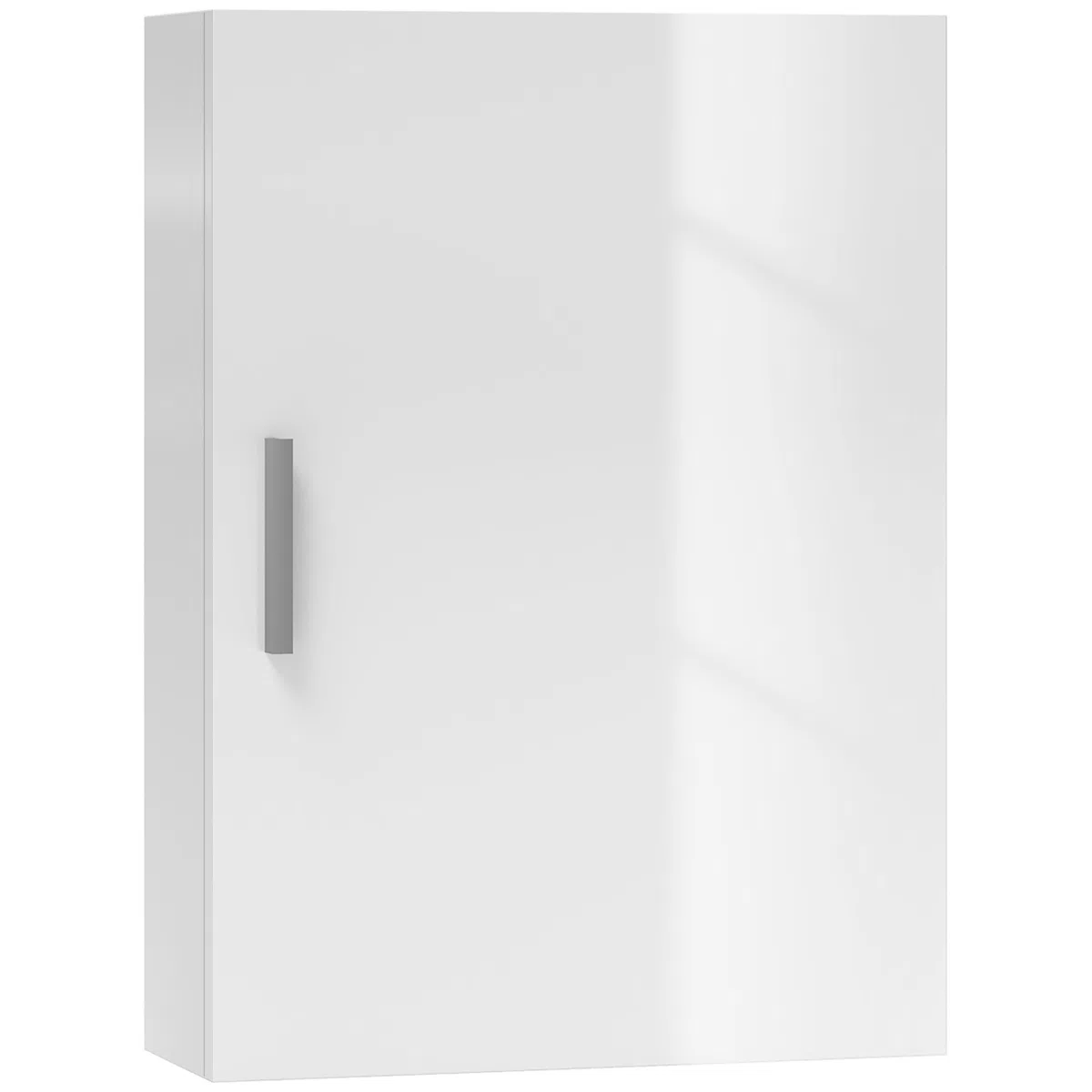 HOMCOM Armario de Baño Pared, Mueble de Baño Colgar con Estantes Ajustables de Vidrio Templado, Ahorro de Espacio, Armario Multiusos para Colgar para Entrada, 40x15x55 cm, Blanco Brillo