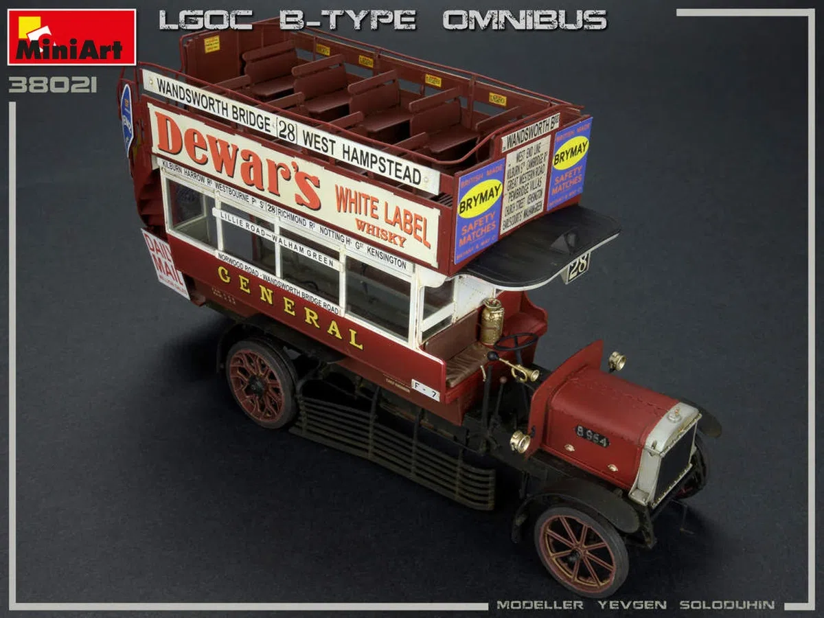 MiniArt 38021 1:35 London Omnibus LGOC Type B - Réplica original, modelismo, kit de plástico, manualidades, aficiones, pegado, kit de modelos, montaje, sin pintar