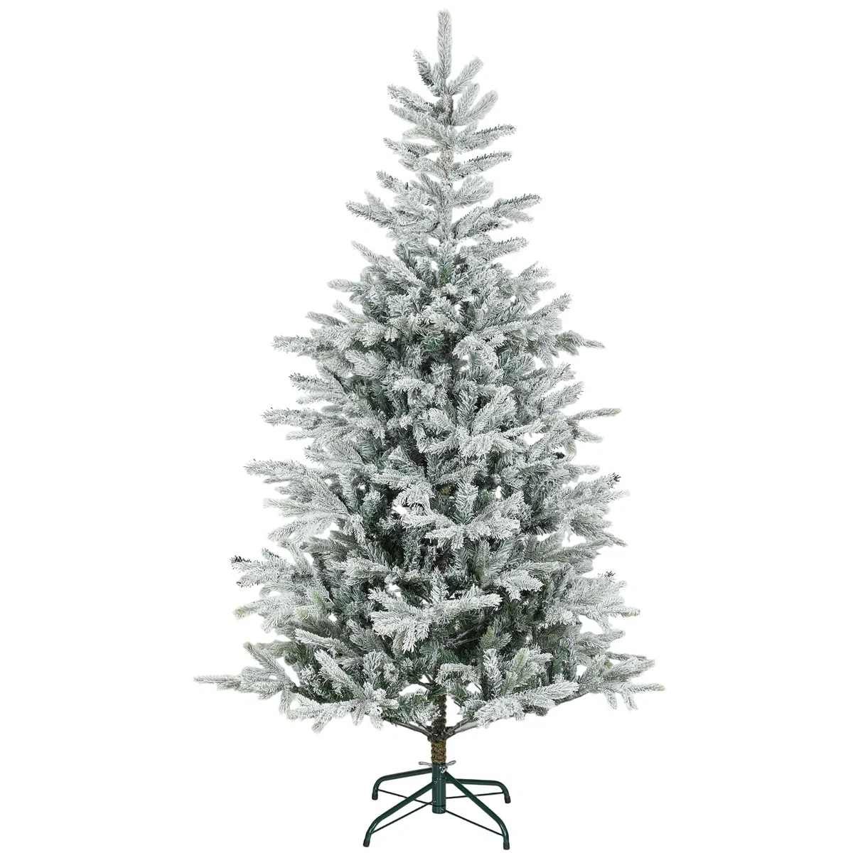 HOMCOM Árbol de Navidad Artificial Ø110x180 cm, Árbol de Navidad Nevado, Abeto Artificial con 1207 Ramas Articuladas, Base Plegable, Fácil de Montar, Decoración para Hogar, Oficina, Fiestas