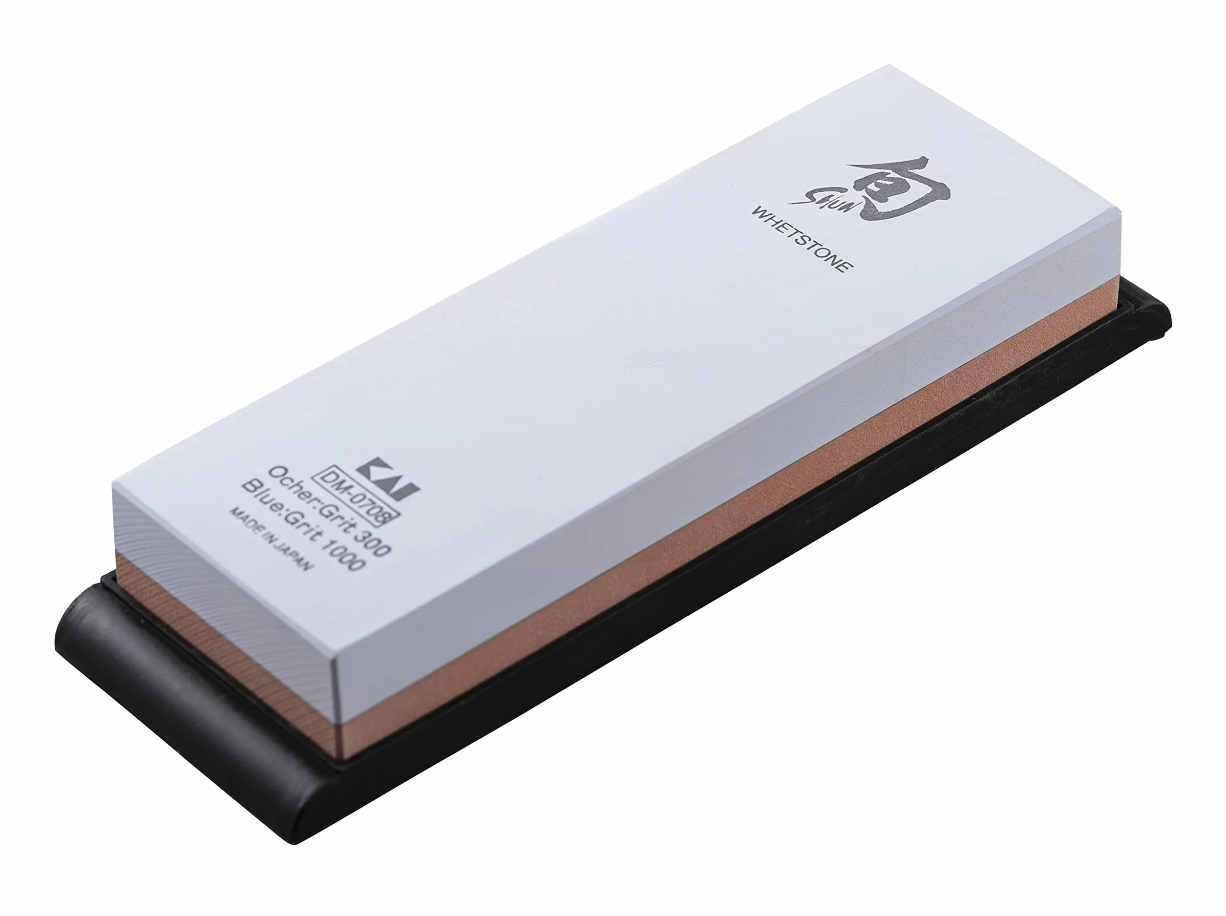 KAI Piedra de afilar combinada Shun, grano: 300/1000 - Afilador de cuchillos japonés para afilado grueso y fino - Piedra de afilar para cuchillos Dimensiones: 18,4 x 6,2 x 2,8 cm
