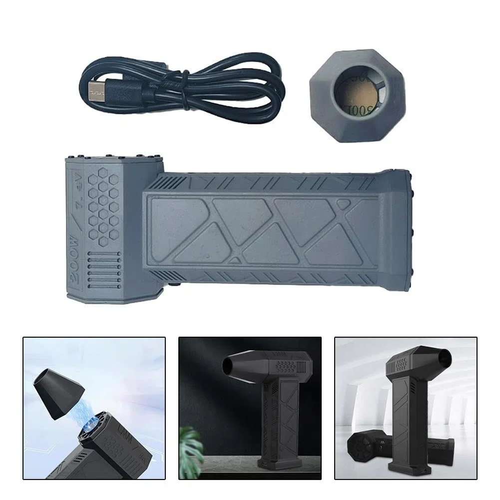 Ventilador turbo portátil con iluminación LED, motor sin escobillas de 130000 rpm, flujo de aire de 52 m/s, batería 21700 x 2, carga rápida, protección contra sobrecalentamiento, diseño