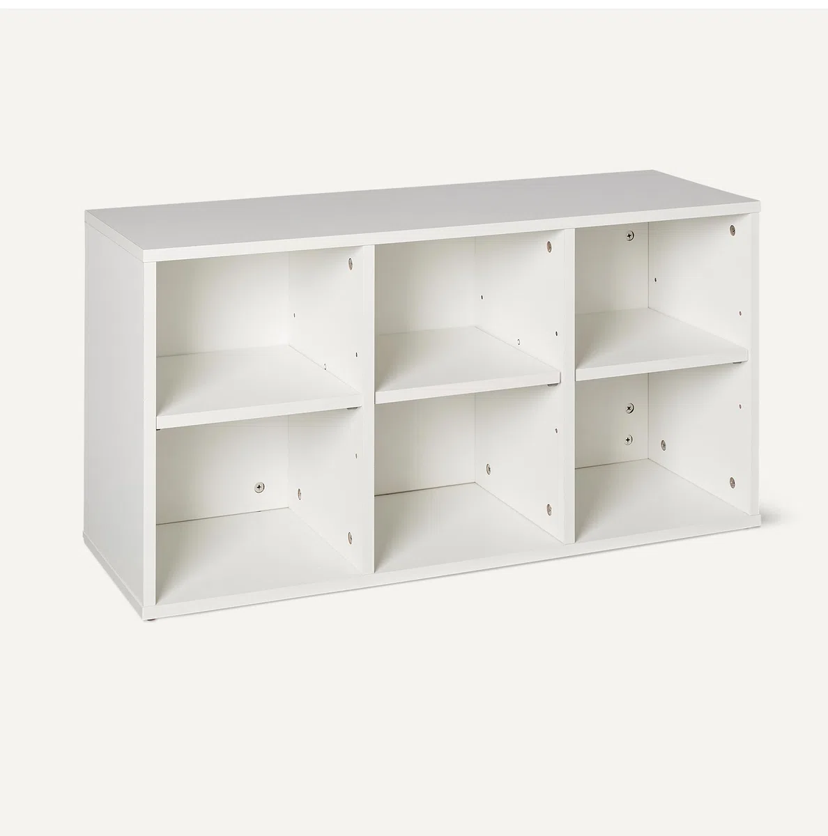 Amazon Basics Banco para Guardar Zapatos con Cojín, Zapatero con 6 Compartimentos, Estantes Ajustables, para la Entrada, 87 x 30 x 48cm, Blanco