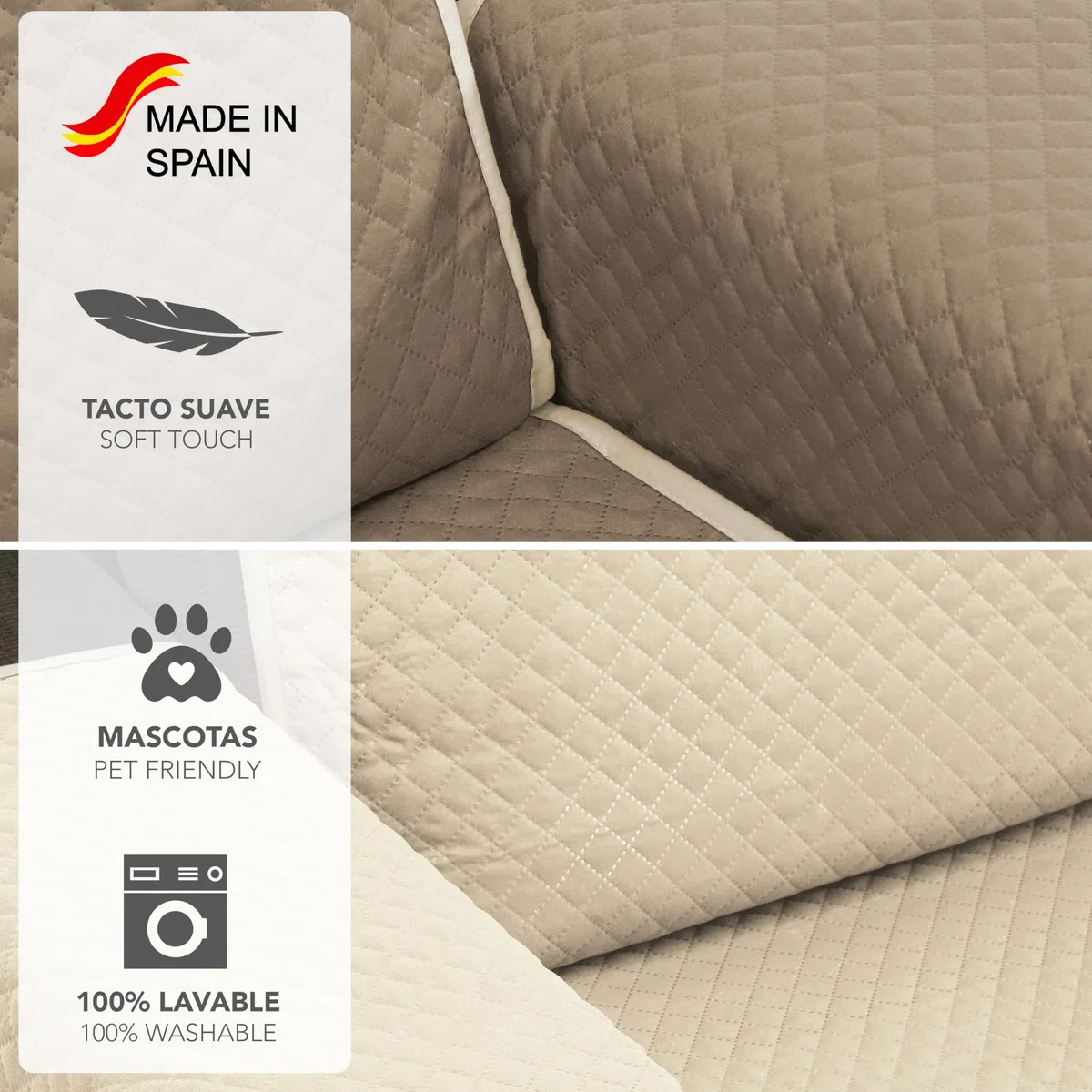 Martina Home Cubre Sofá Diamond 2 Plazas XL Beige/Cuero