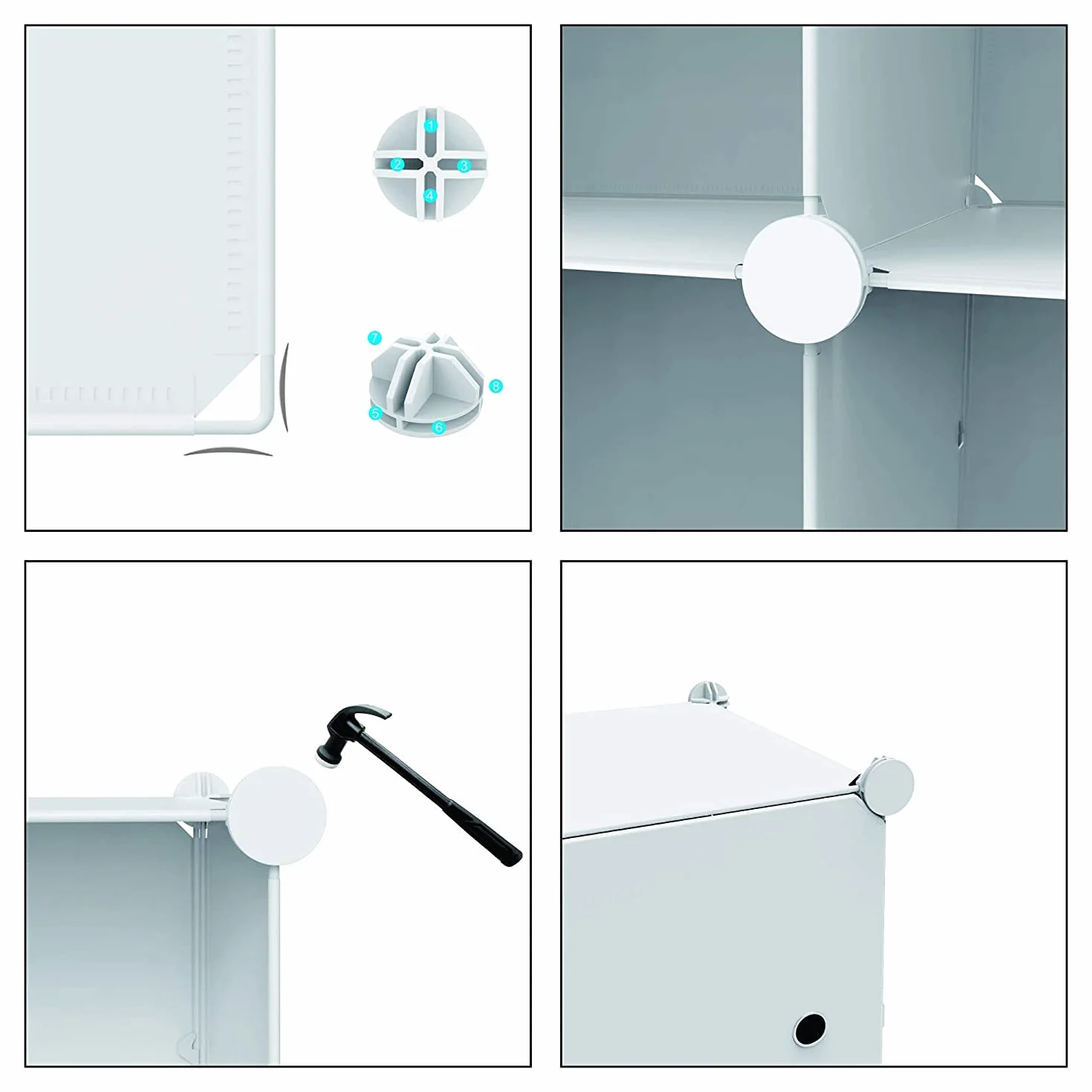 HOMIDEC Armario Modular, Guardarropa portátil de 16 Compartimentos para Dormitorio, Armario con Barra para Colgar Ropa, Compartimentos más Profundos Aptos para Perchas