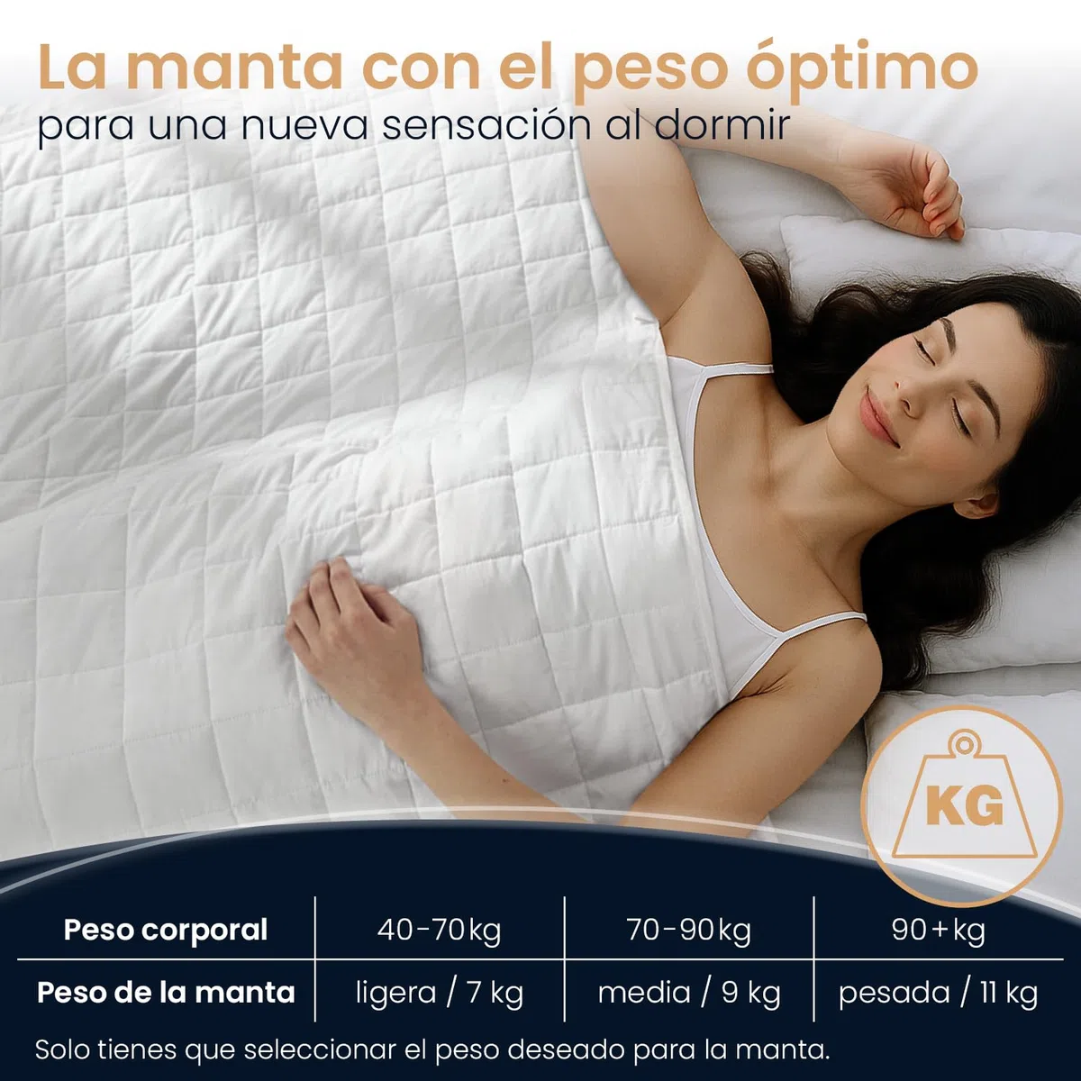 ELONEO Manta con Peso 135x200 cm con 11 kg, certificada por TÜV y Oeko-Tex, Manta Pesada para Dormir de 100% algodón