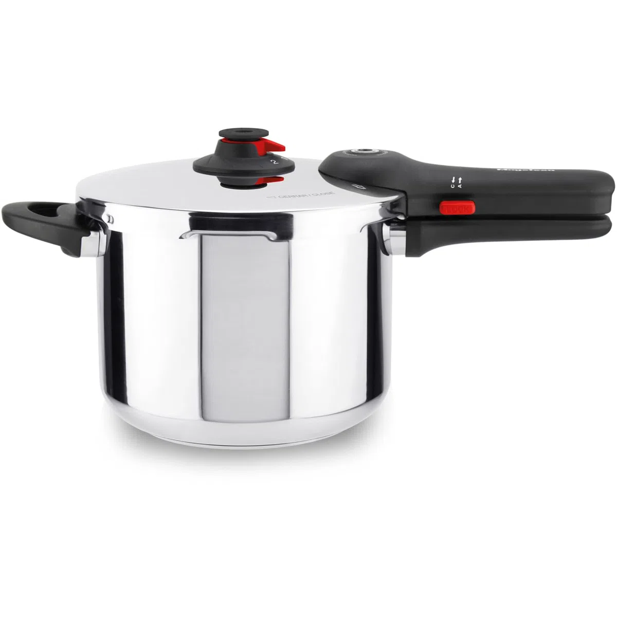 Magefesa EasyClick - Olla Express Rápida de 6 Litros, Acero Inoxidable 18/10, Apertura Fácil, Todo Tipo de Cocinas, Inducción, 2 Modos de Presión