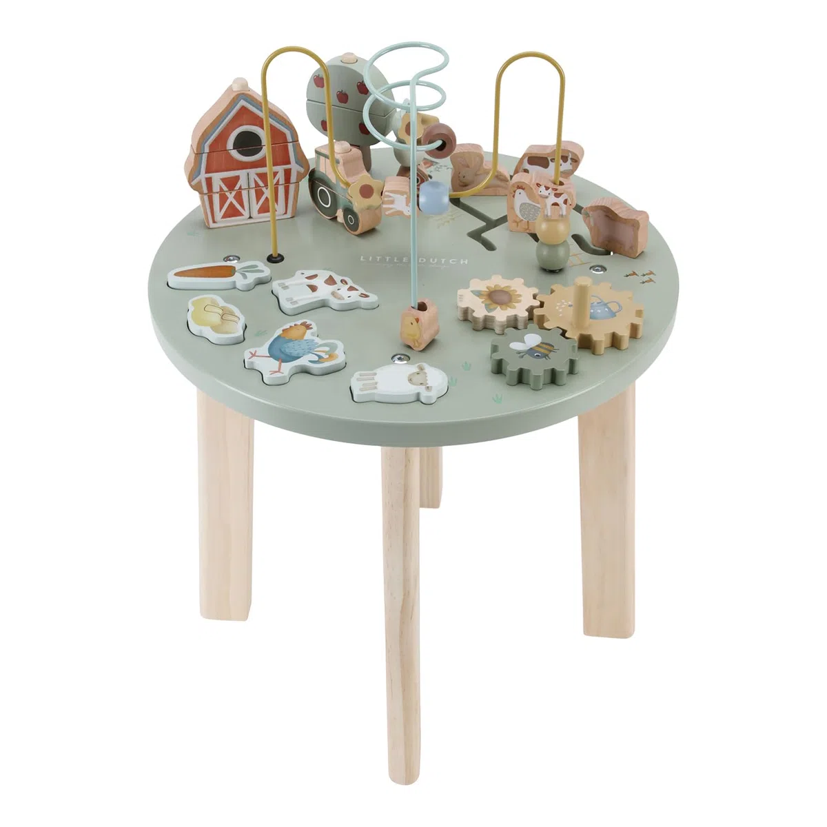 Little Dutch 7141 Little Farm - Mesa de actividades de madera, color verde