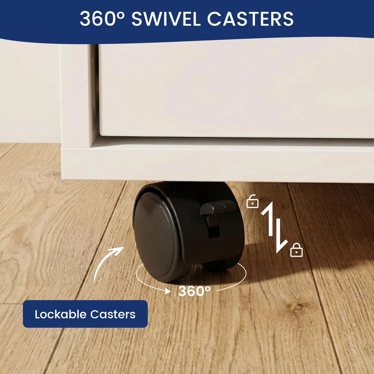 Cajonera Oficina, Cajonera Escritorio con 5 Cajones, Multiusos Armario Archivador Móvil con 4 Ruedas para Bajo Escritorio Casa, Soporte para Impresora, 65cm Alto, Blanco