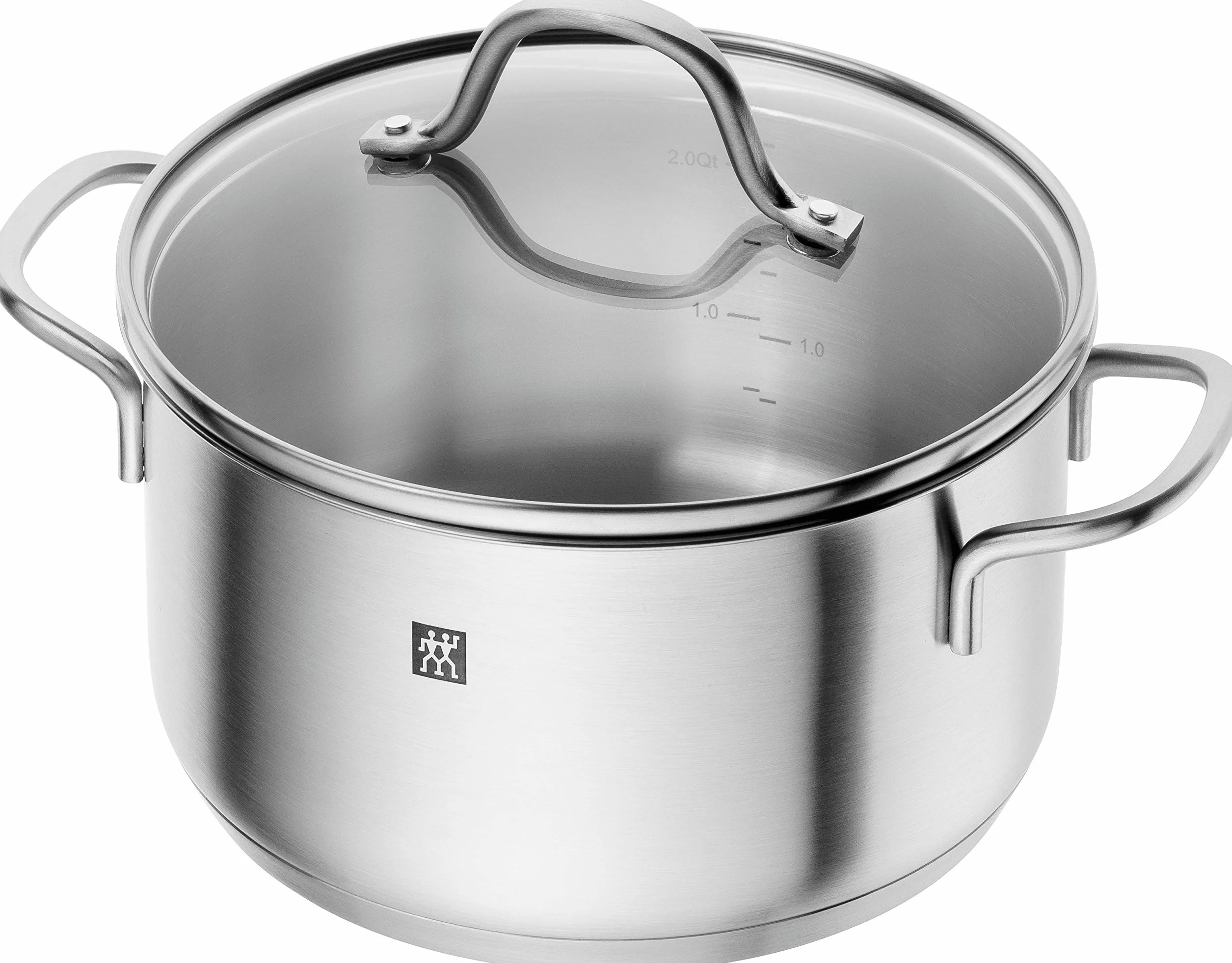 ZWILLING Flow batería de cocina, 5 piezas con tapa de vidrio, apta para inducción, sin revestimiento, acero inoxidable, plata