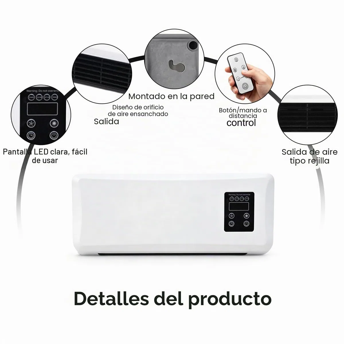 Acondicionador de Aire de Pared, 42x18x12cm, Ventilador Dual de Enfriamiento y Calefacción, Funcionamiento Silencioso, Diseño Ahorro de Espacio para Dormitorio Baño (Estándar UK Blanco)
