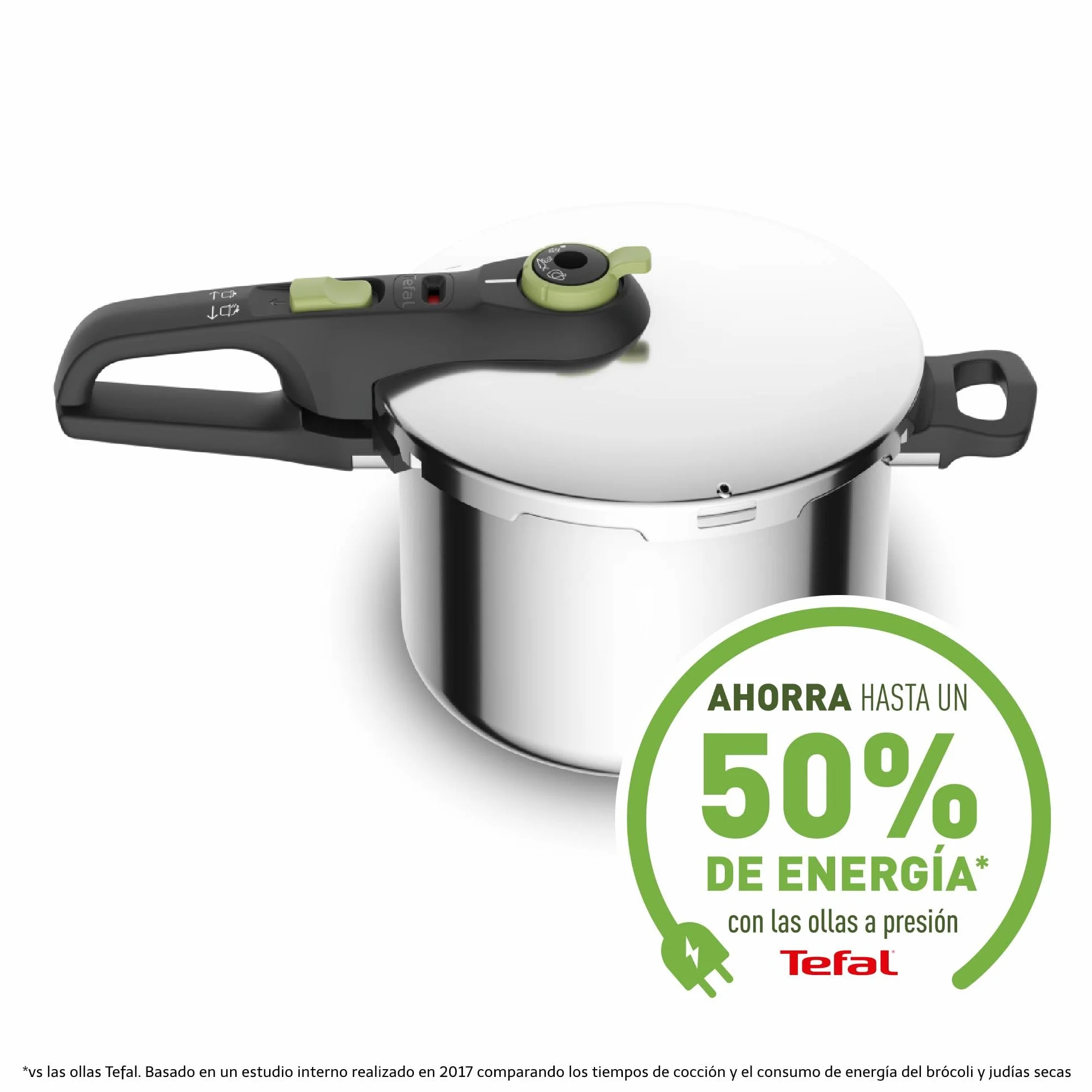 Tefal Olla a presión Secure Trendy 6L - Dos programas, verdura y carne, comidas más rápidas, resultados tiernos, tapa de cocción a presión, compatible con inducción