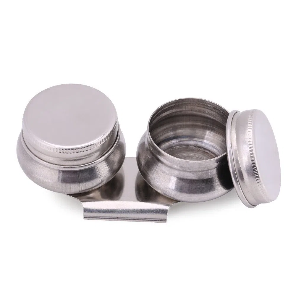 Recipiente de disolvente de trementina Megilp de Pintura al óleo de Copa Doble Grande de Acero Inoxidable con Tapa