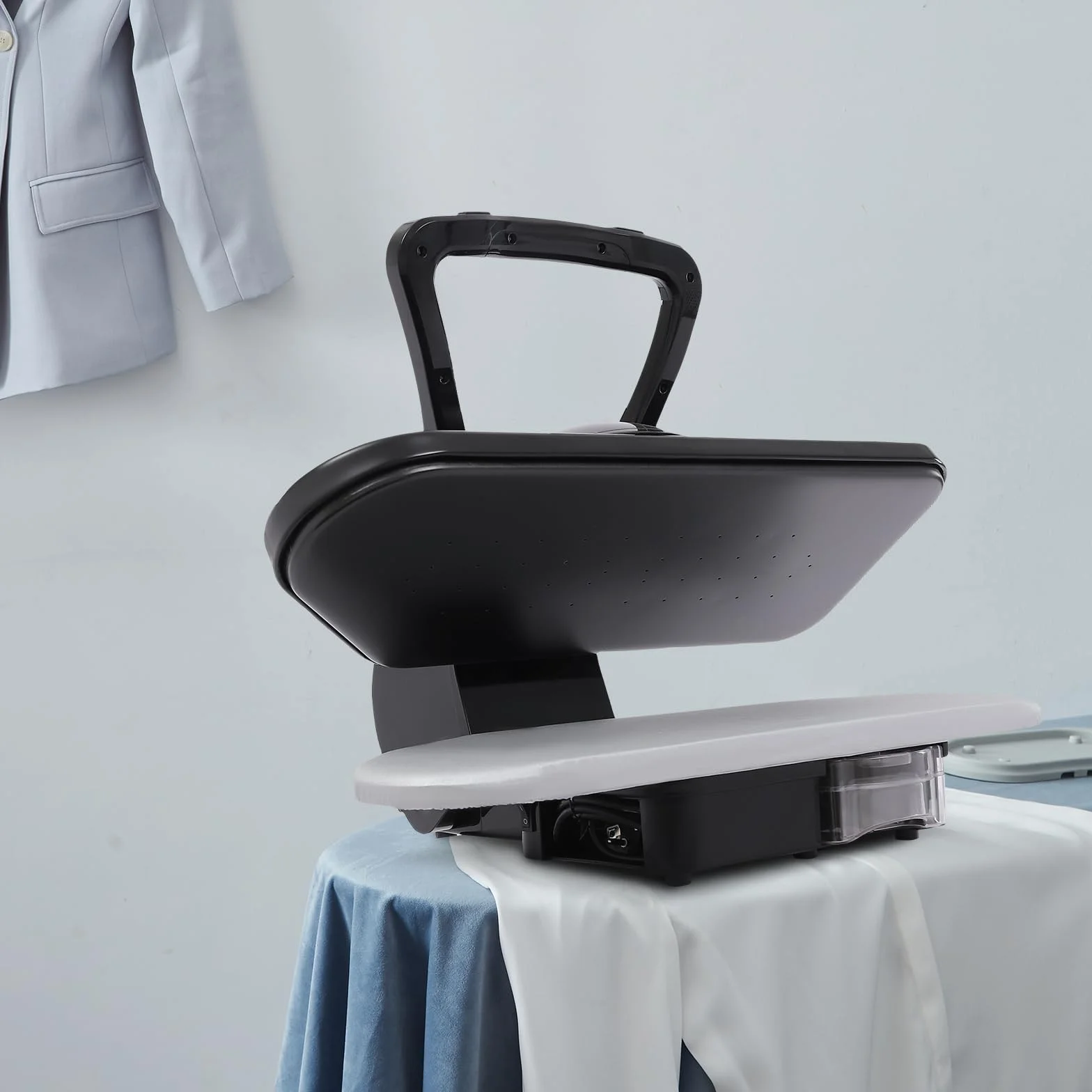 Prensa de vapor inteligente 2200W prensa de vapor digital plancha de vapor con pantalla táctil, 5 modos (nailon, seda, lana, algodón, lino), 4 minutos de tiempo de calentamiento (negro)
