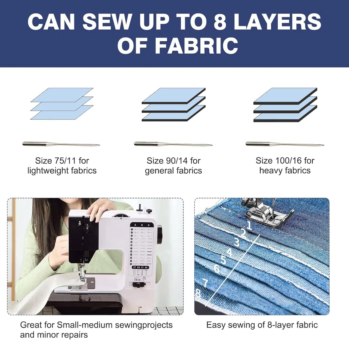 Máquina de Coser con mesa de extensión, Máquina De Coser Profesional, Máquina De Coser Portátil, máquina de coser para principiantes con 38 programas de costura de 2 velocidades, con accesorios