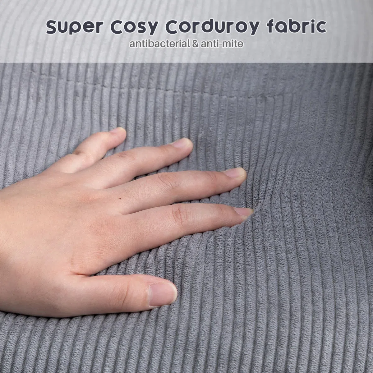 BEJOY Puf para niños, cómodo puf para niños con relleno incluido, silla para niños, gris