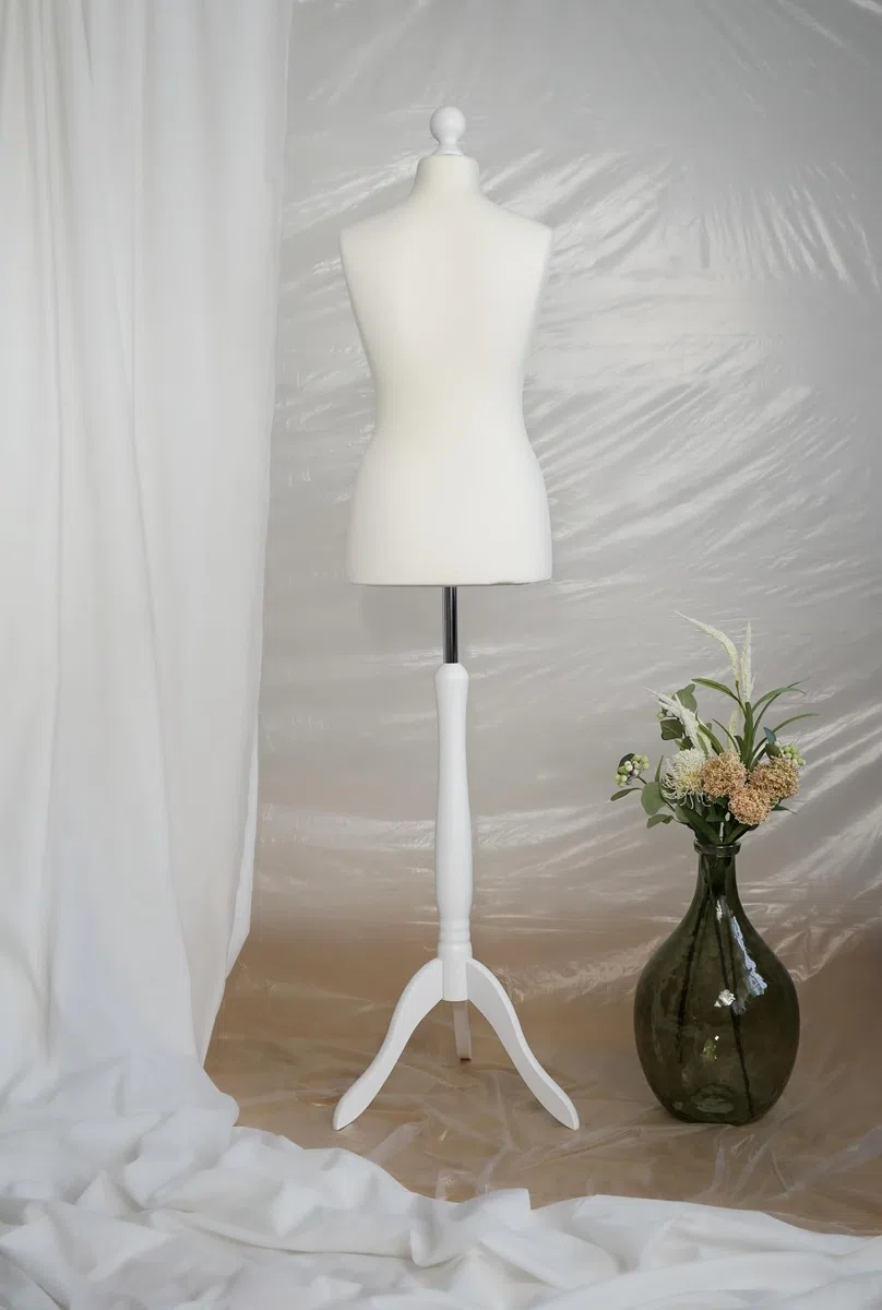 Maniquí de costura para mujer, maniquí de sastre femenino, funda color crudo (White Wood, M 38/40)