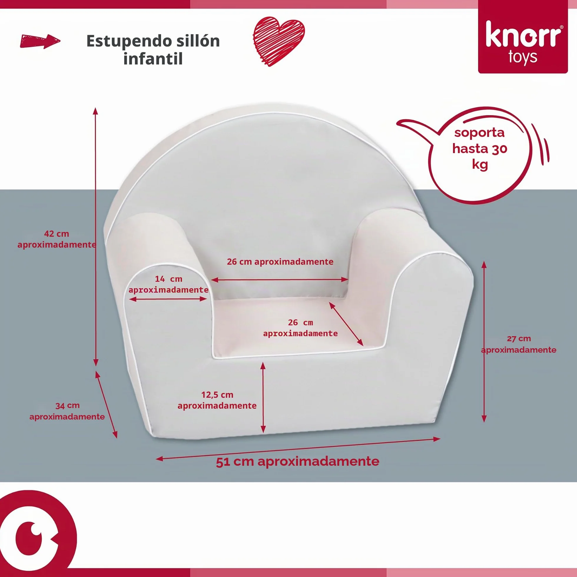 KNORRTOYS.COM- Sillón, Estampado Animal, Color Blanco marrón (68348)