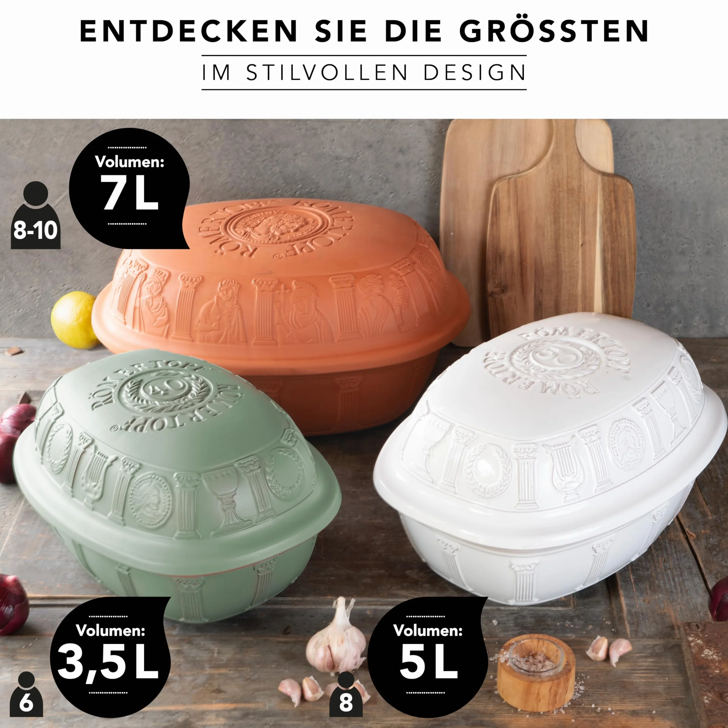 Römertopf JUBILÄUM - Cacerola para 6 personas (3,5 L, con tapa de cerámica, para guisar, asar y cocer al vapor, apta para horno
