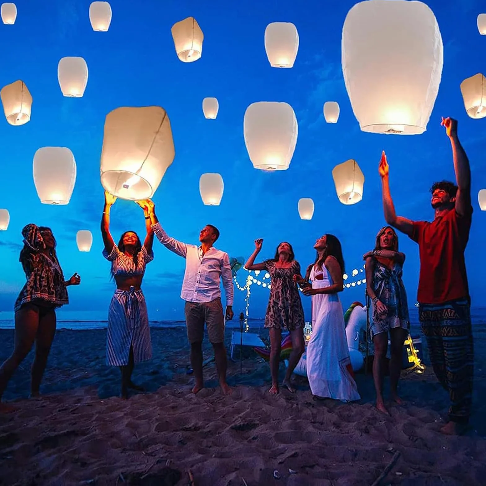Farolillos chinos del cielo linterna voladora china,papel de linterna de papel puramente hecha a mano para fiestas de bodas, festivales de cumpleaños, Navidad y Año Nuevo (20 piezas)