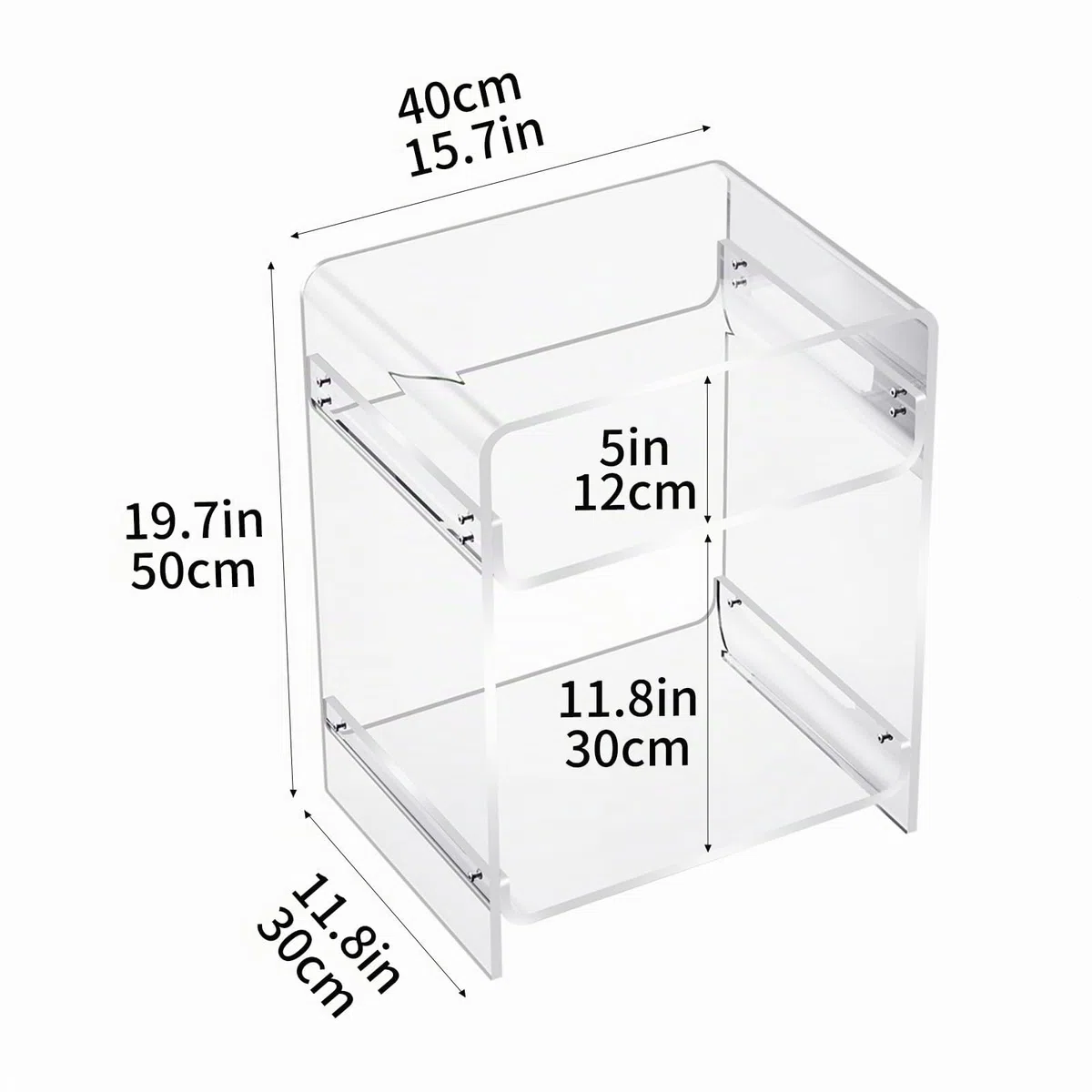 Mesa Auxiliar de Acrílico, Mesita de Noche, pequeña Transparente para Sala de Estar, Dormitorio (Claro)