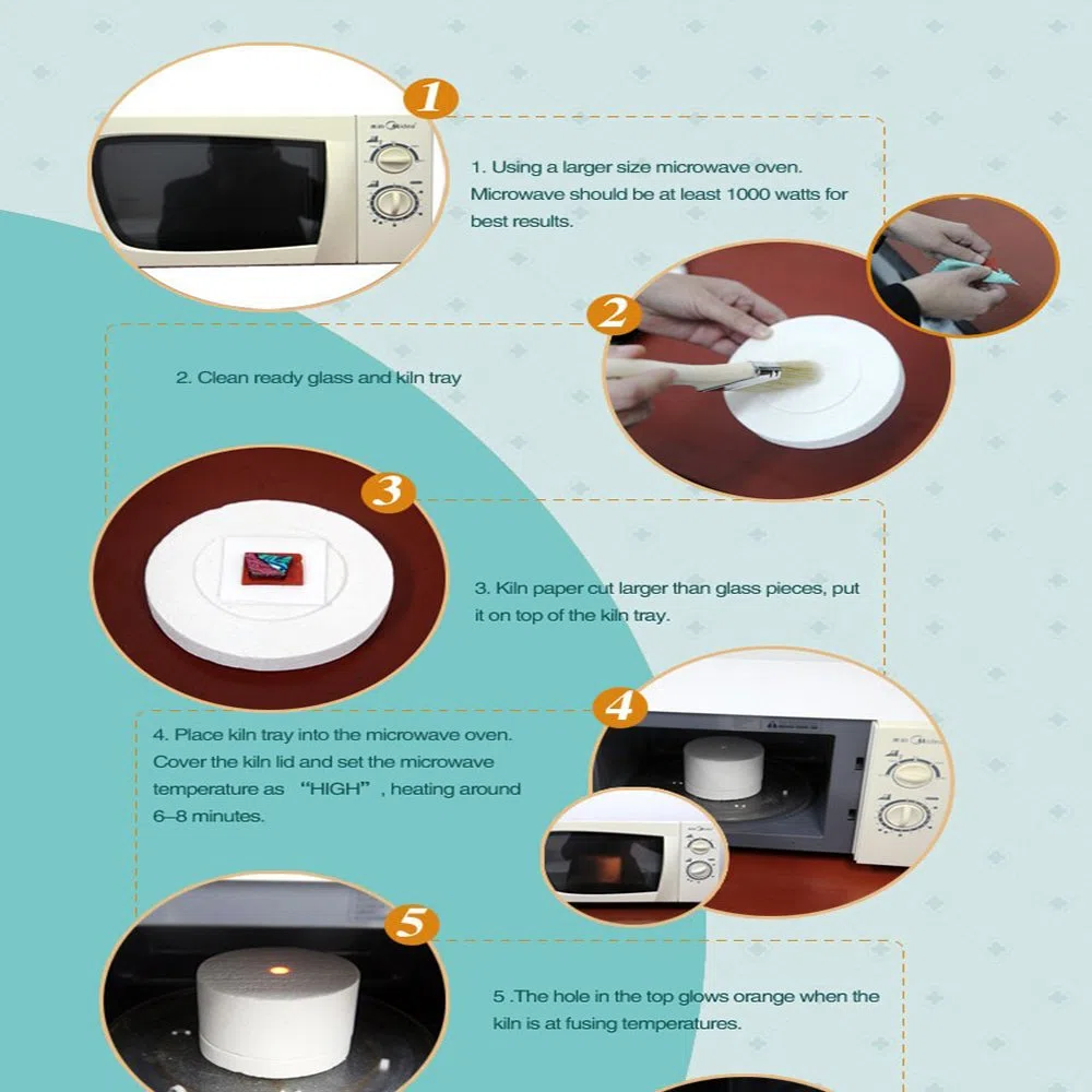 Gran kit de horno de microondas para fusión de vidrio, juego de 3 piezas