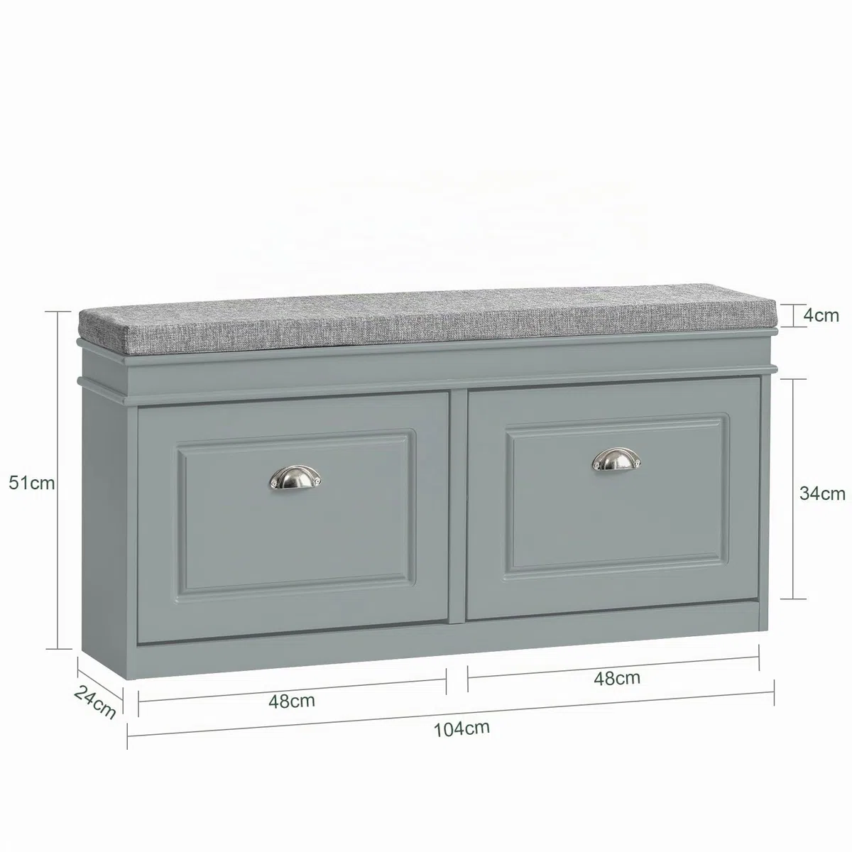 SoBuy Banco Zapatero con Asiento y Almacenaje - Puff Organizador con 2 Solapas, Estrecho para Zapatero Entrada Recibidor, Recibidores de Entrada y Dormitorio, 104x24x52cm Gris FSR64-HG ES