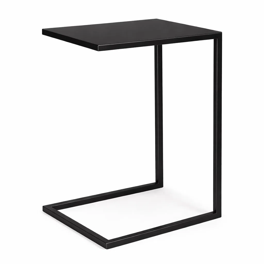 Mesa Auxiliar de sofá de 60 cm – Mueble salón Metal – Mesa Lateral de sofá Moderna – Negro 60 x 40 x 33 cm