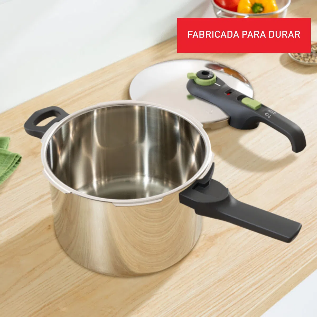 Tefal Olla a presión Secure Trendy 6L - Dos programas, verdura y carne, comidas más rápidas, resultados tiernos, tapa de cocción a presión, compatible con inducción