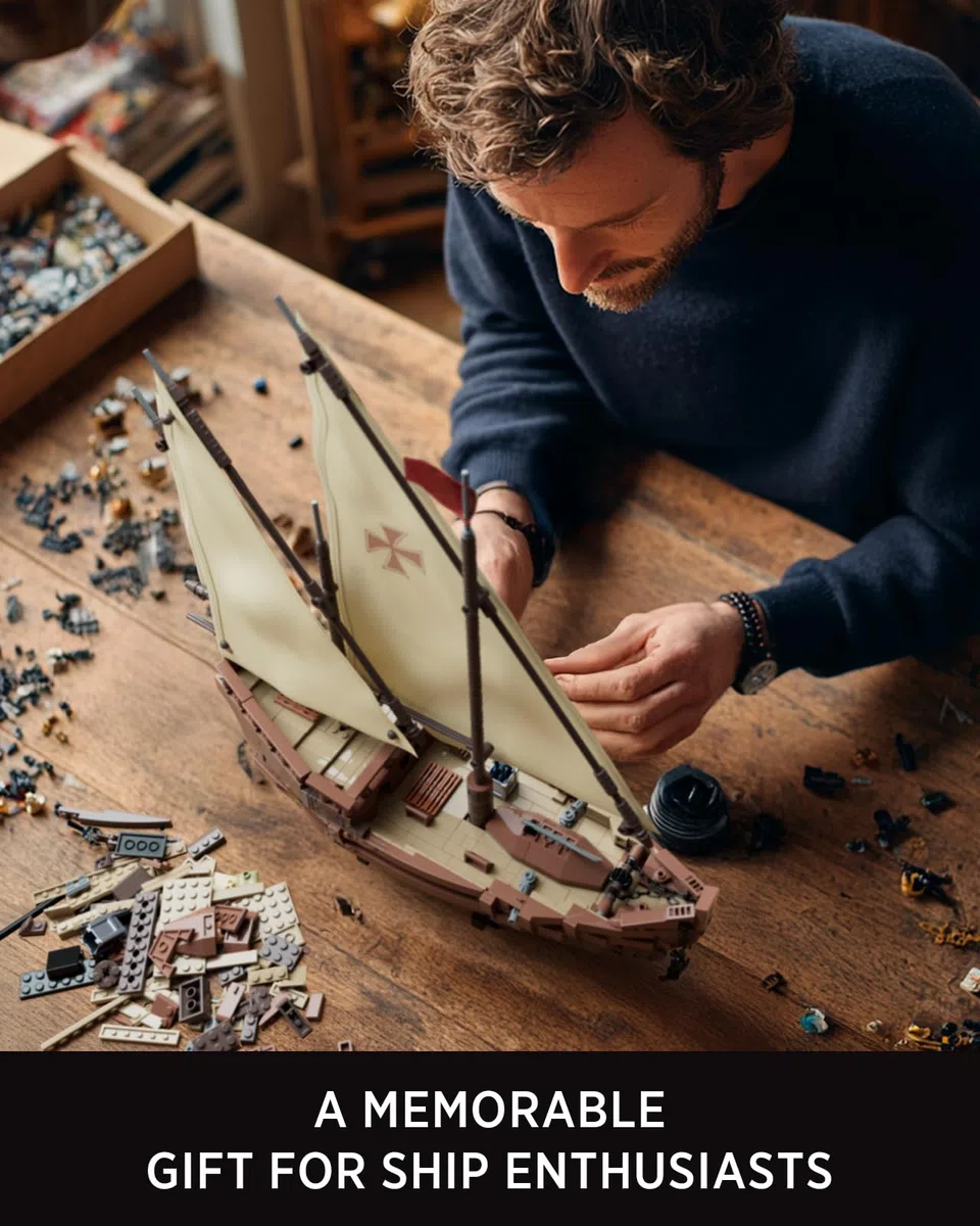 Nifeliz Kit de Construcción de Barco Velero Nina para Adultos, Modelo de Decoración para Hogar u Oficina, Regalo para Aficionados a los Barcos (1.402 Piezas, NF10352)