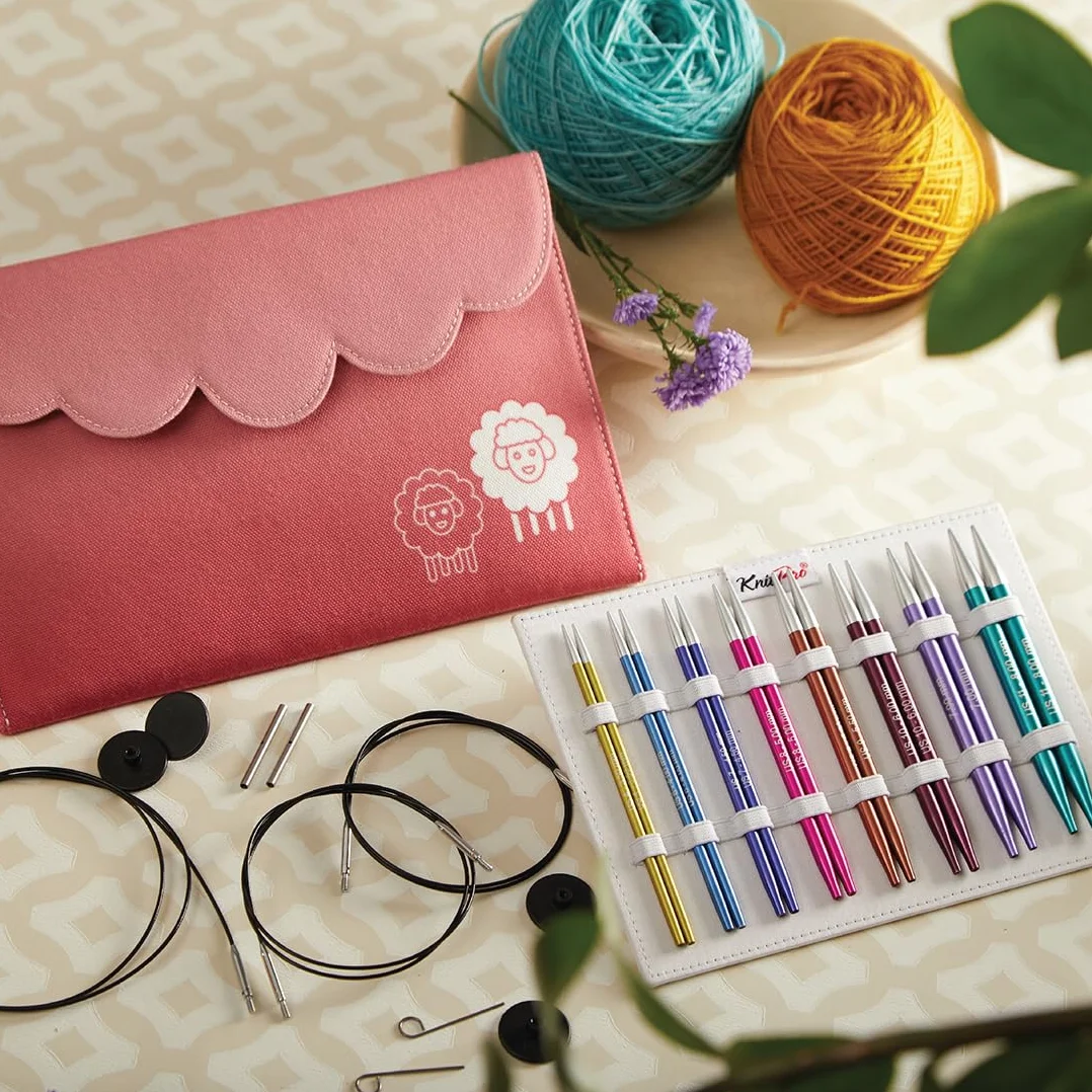 KnitPro Puntas de agujas de tejer circulares intercambiables, Zing Deluxe Set 3.50, 4.00, 4.50, 5.00, 5.50, 6.00, 7.00 y 8.00